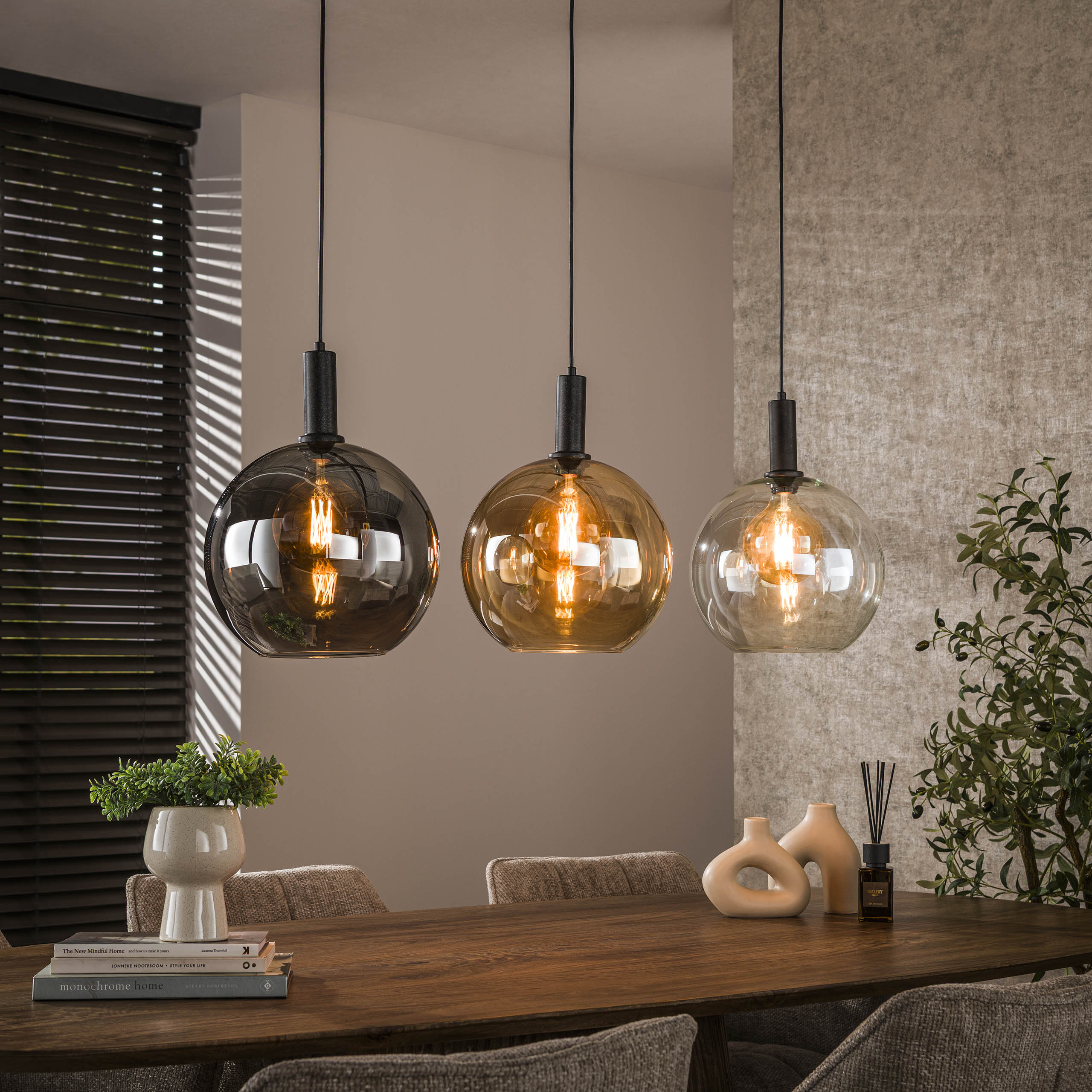 Hanging lamp Sfera Tricolore 3-light - Artic black