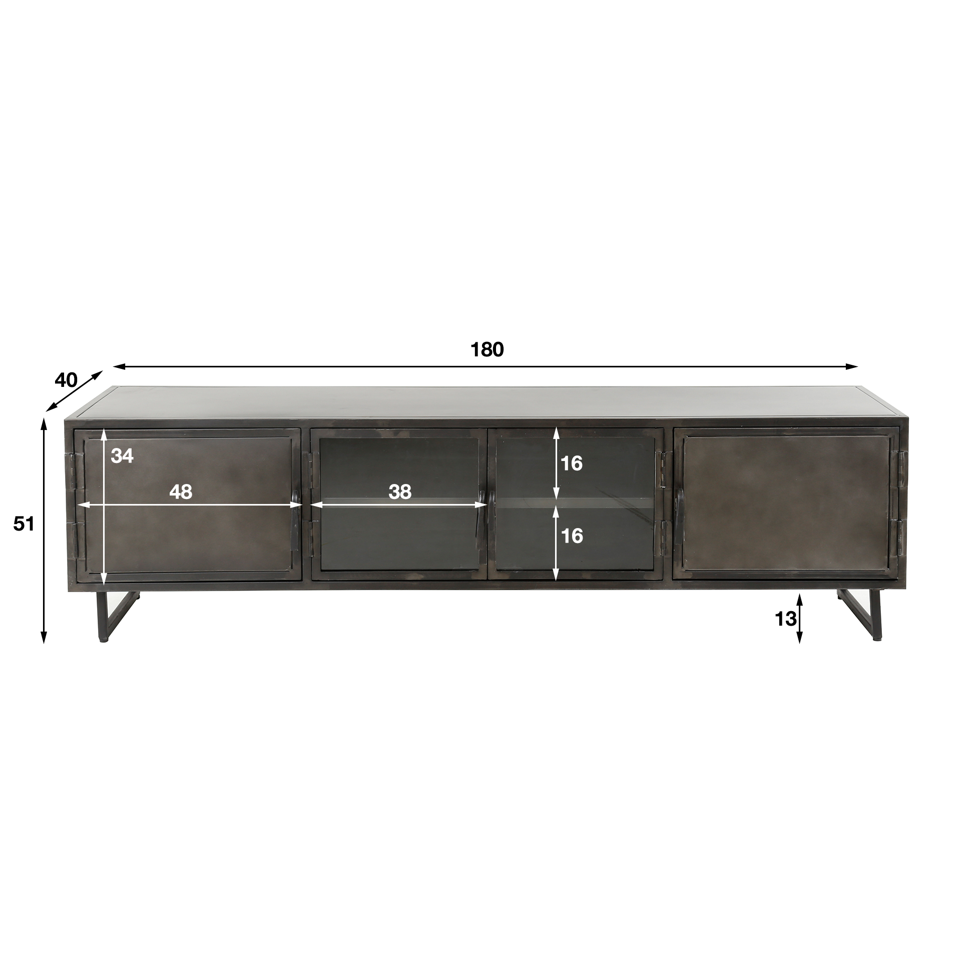 Mobile TV 180 cm Rift metal / Gun metal