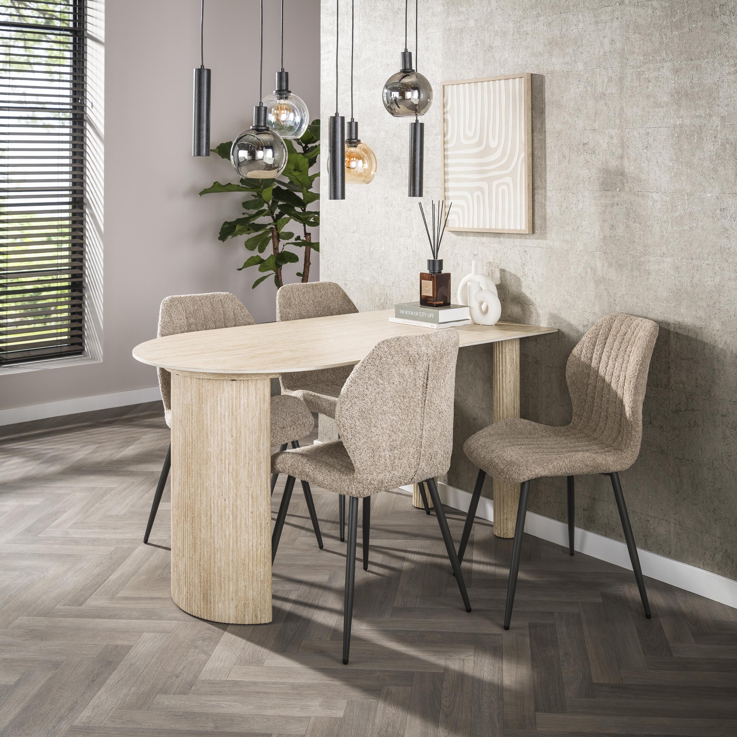 Tavolo da pranzo 1 lato Arco Romano 140 cm - Ceramica travertino