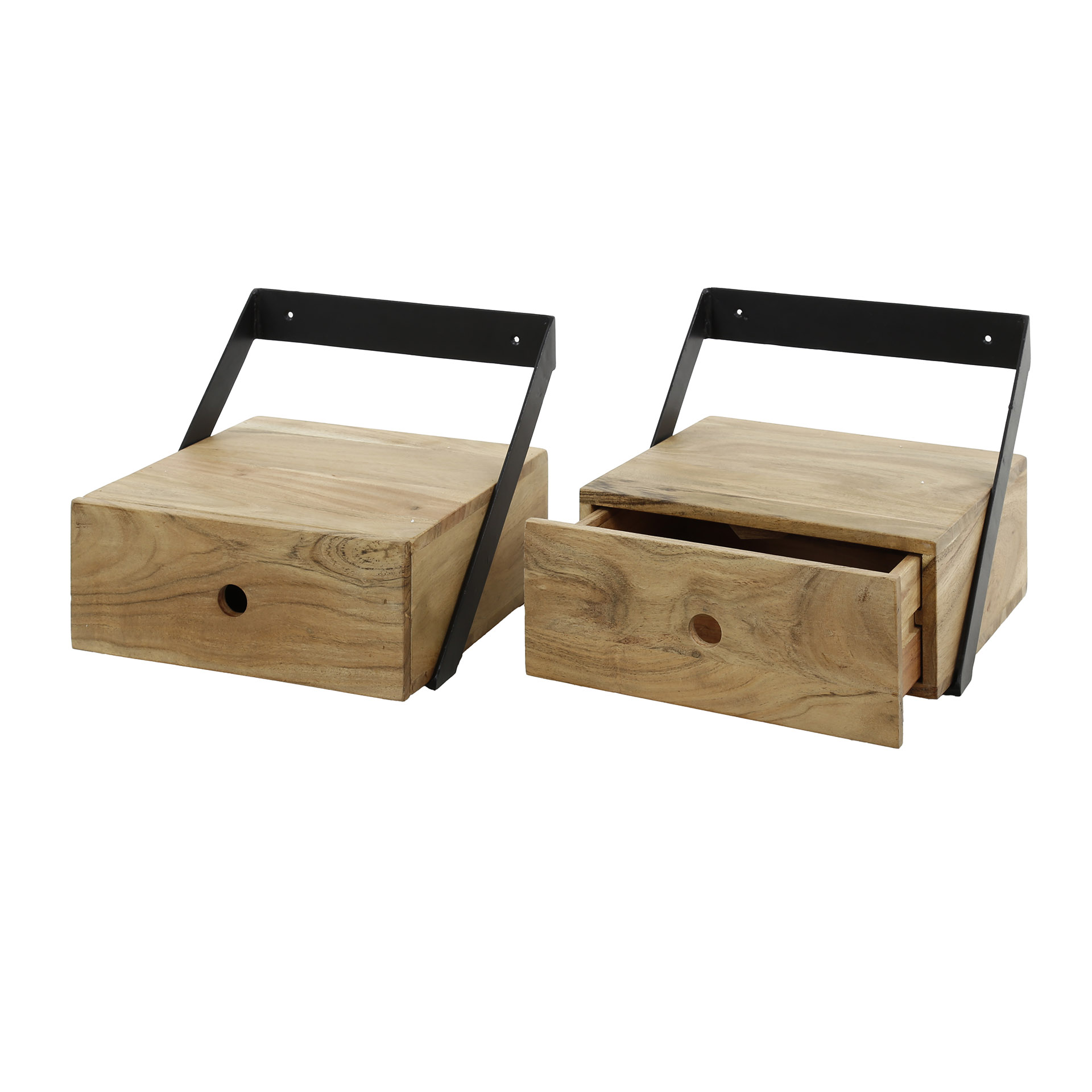 Set comodino/2 listelli appendiabiti XS / Acacia massiccia naturale