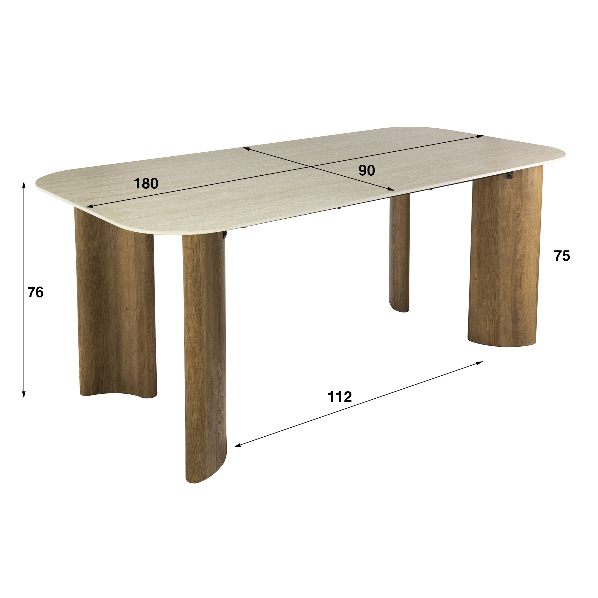 Tavolo da pranzo Romano Curvo 180 cm - Ceramica travertino
