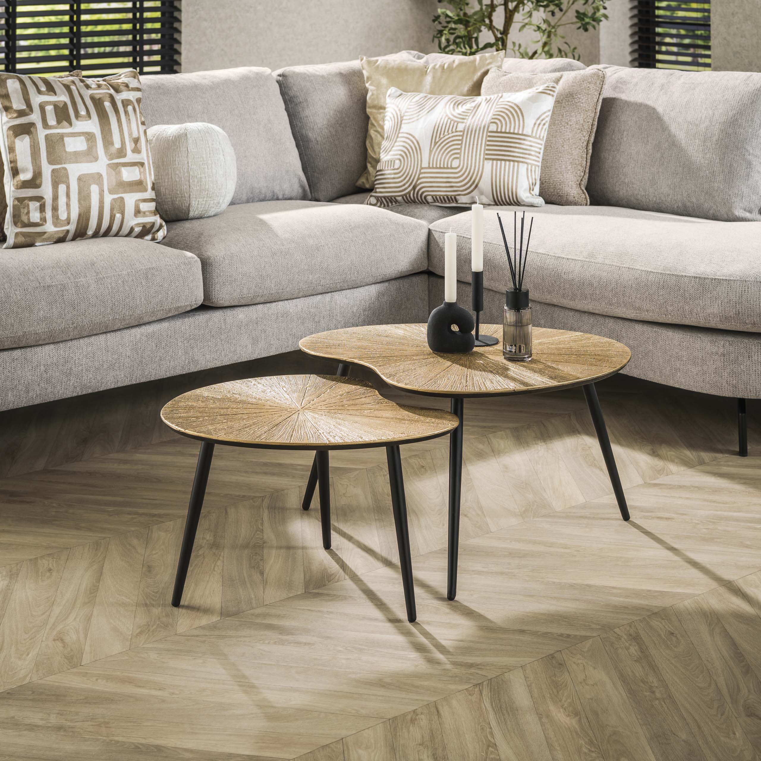 Tavolino Ray a forma di rene - set di 2 - oro antico