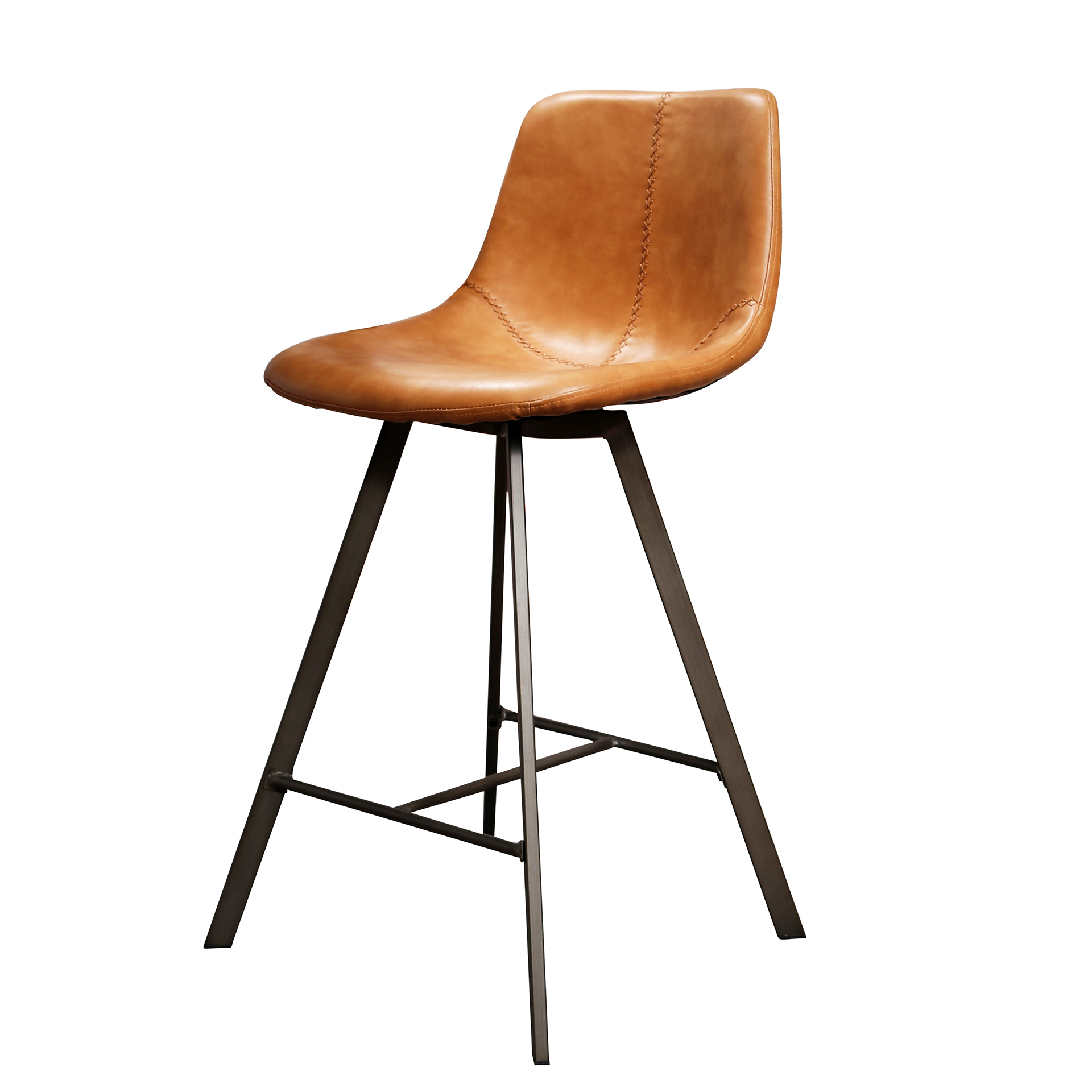 Bar chair zig-zag flat frame PU 4 / Saddle PU cowhide brown