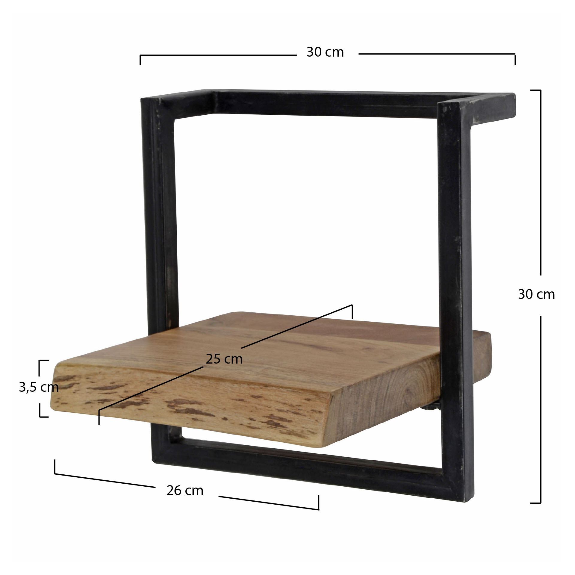 Mensola da parete Edge Frame 30 cm - Acacia massiccia