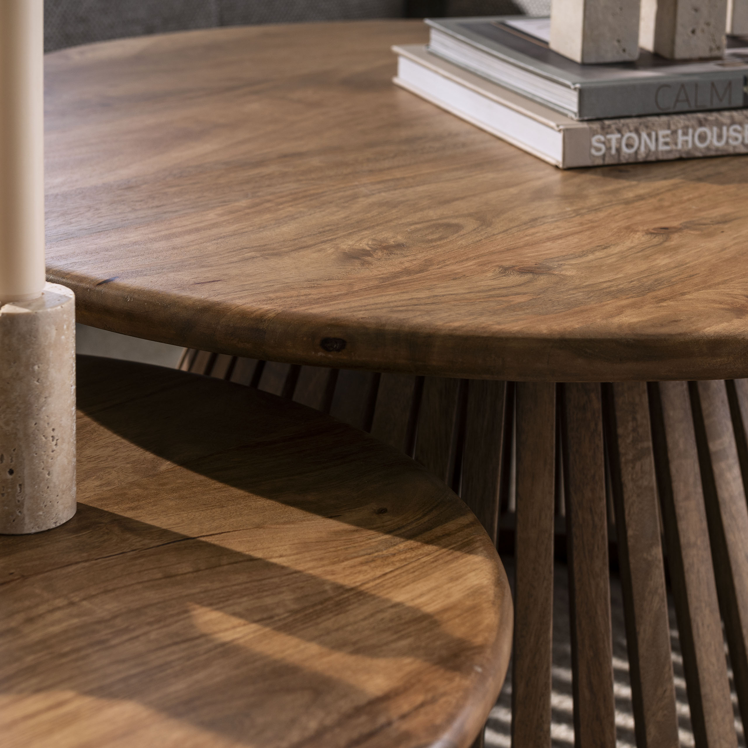 Set tavolino da caffè/2 tweak conici/Colore sabbia mango massiccio