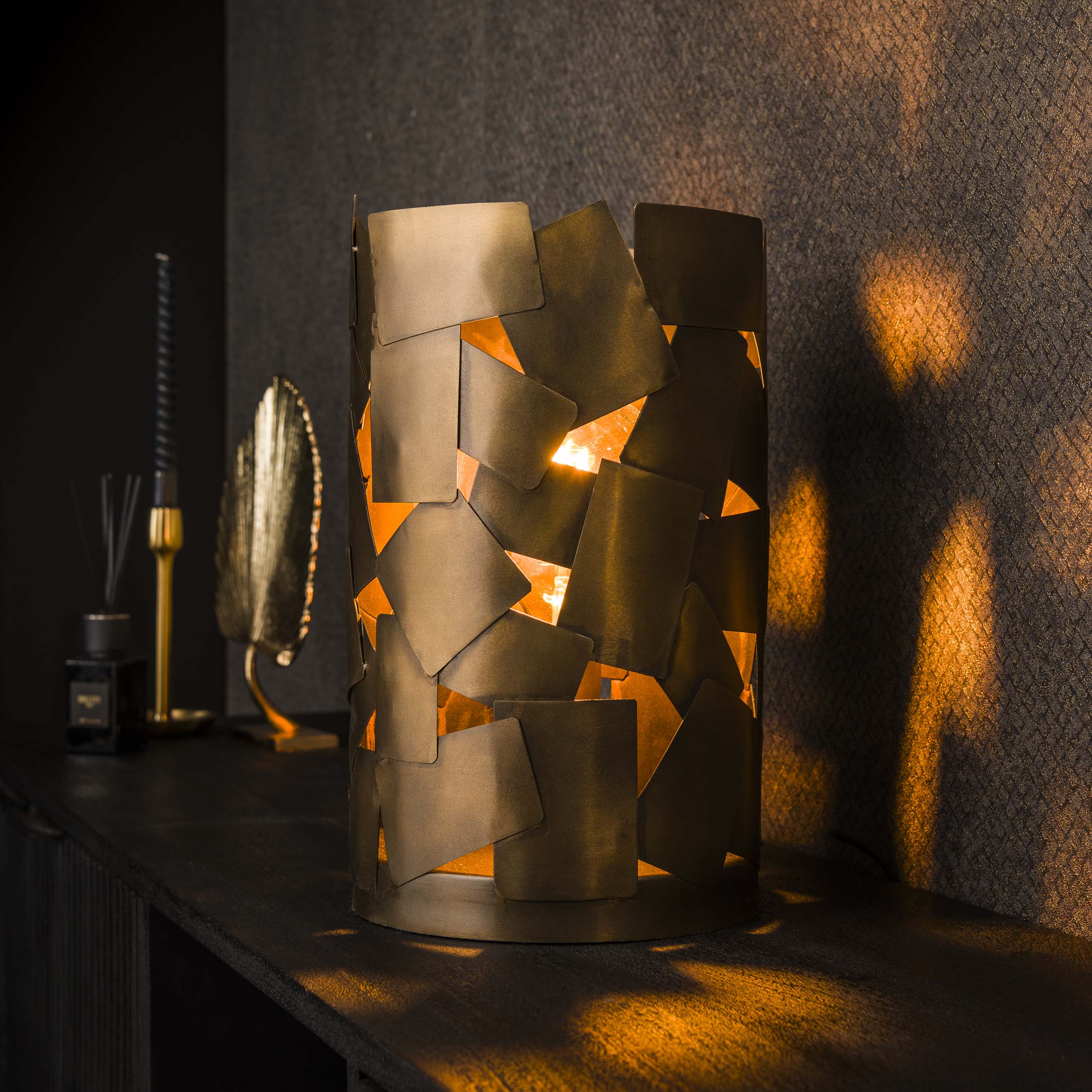 Table lamp 1L patch cylinder / Bronze antique