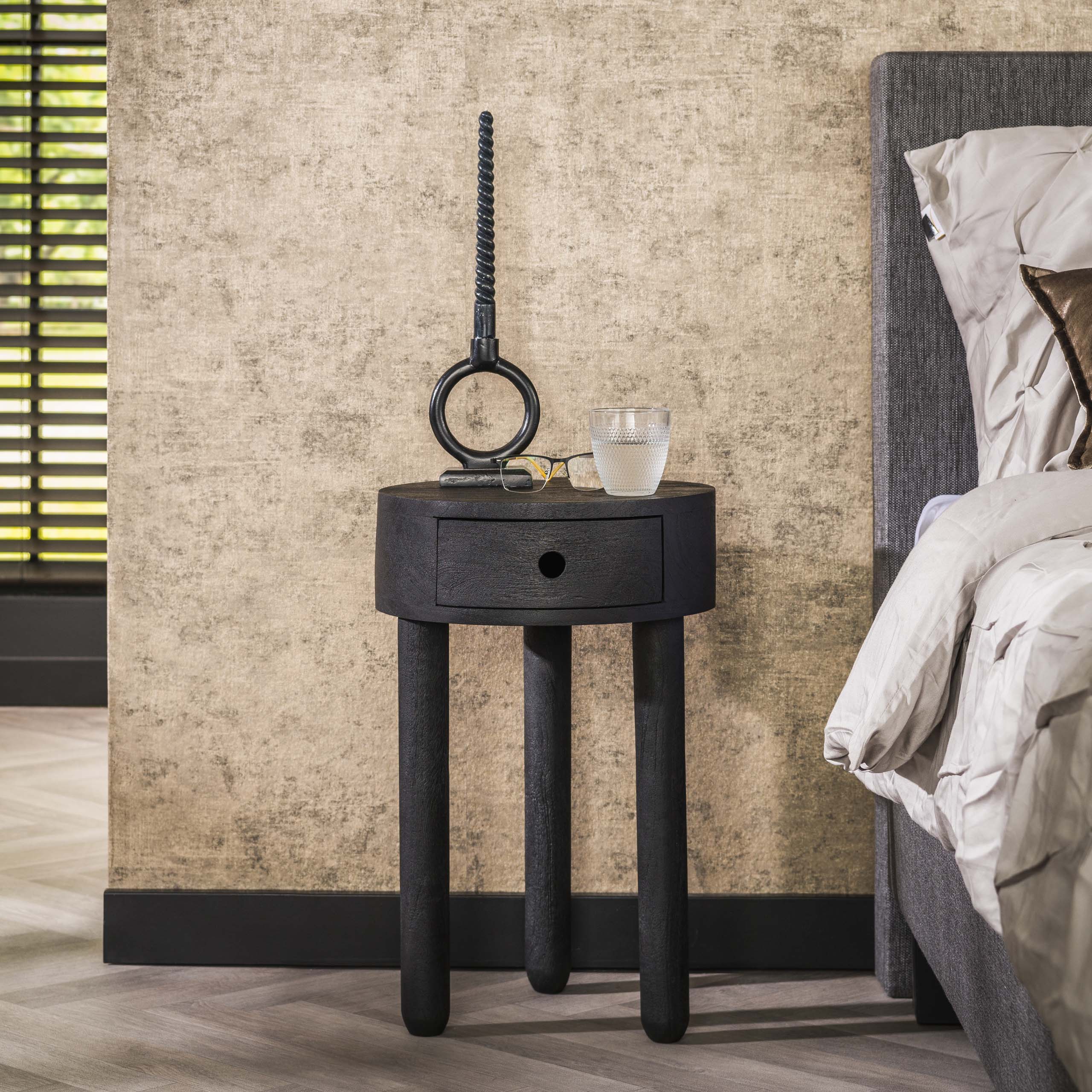 Comodino Full Wood 1 cassetto - Massello di acacia nera