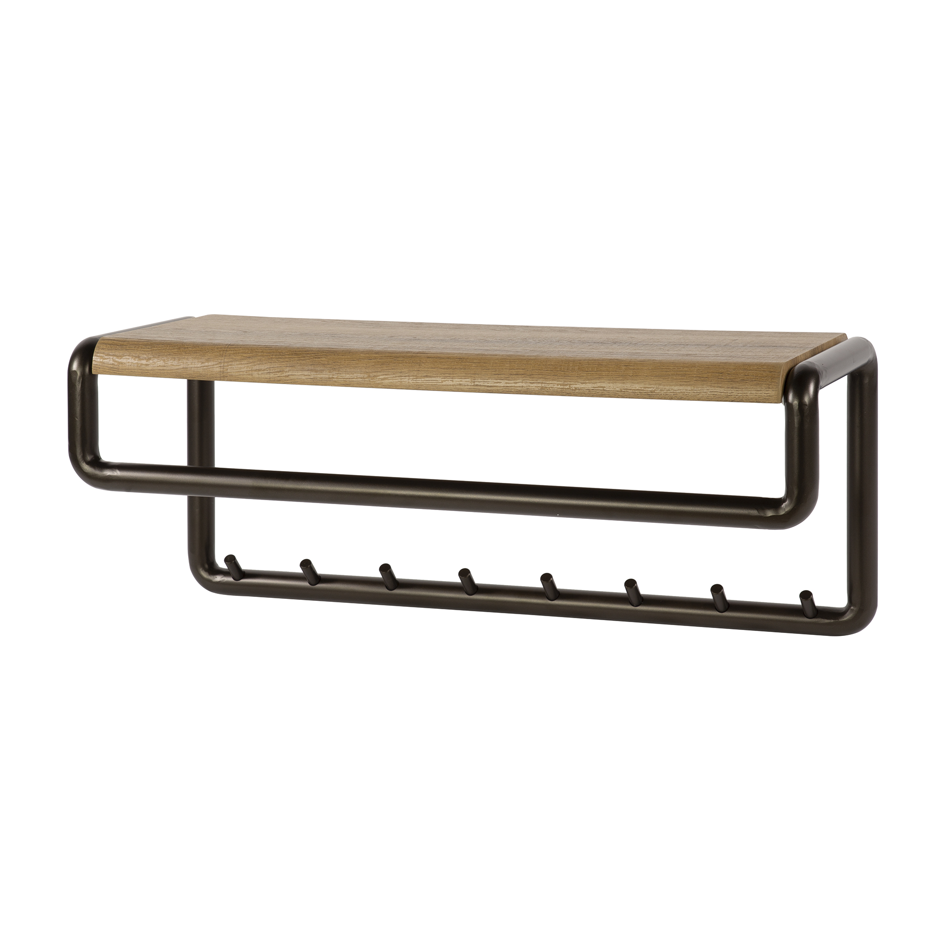 Appendiabiti Luno asta e cappelliera 8 ganci - Drift brown