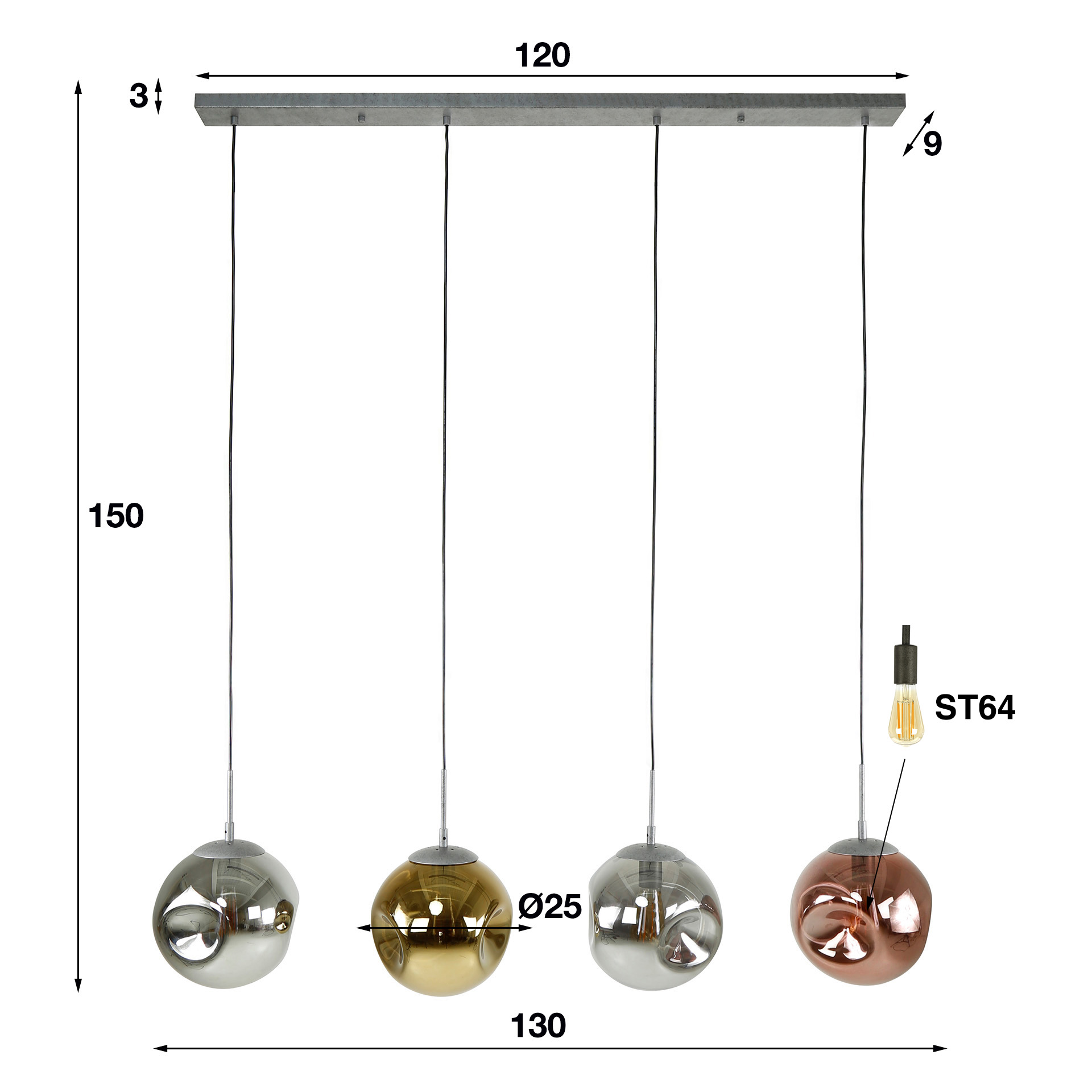 Lampada a sospensione 4L stellare / Argento antico