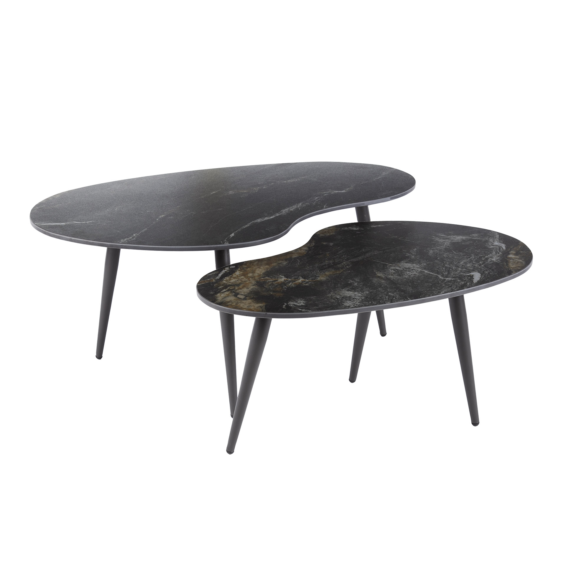 Tavolino Fossil a forma di rene - Set di 2 - Ceramica nera