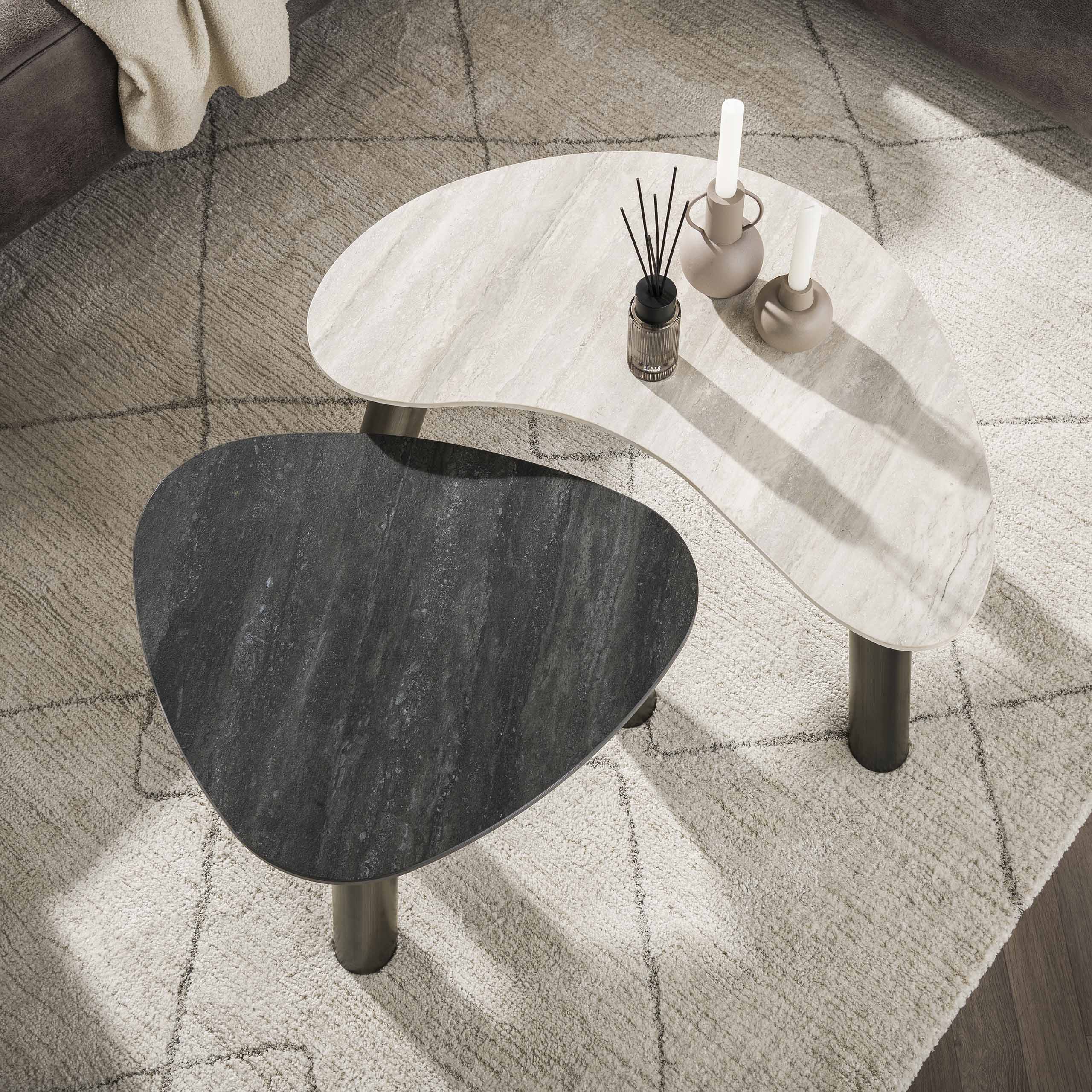 Tavolino Twin organic - Set 2 - Travertino nero/grigio