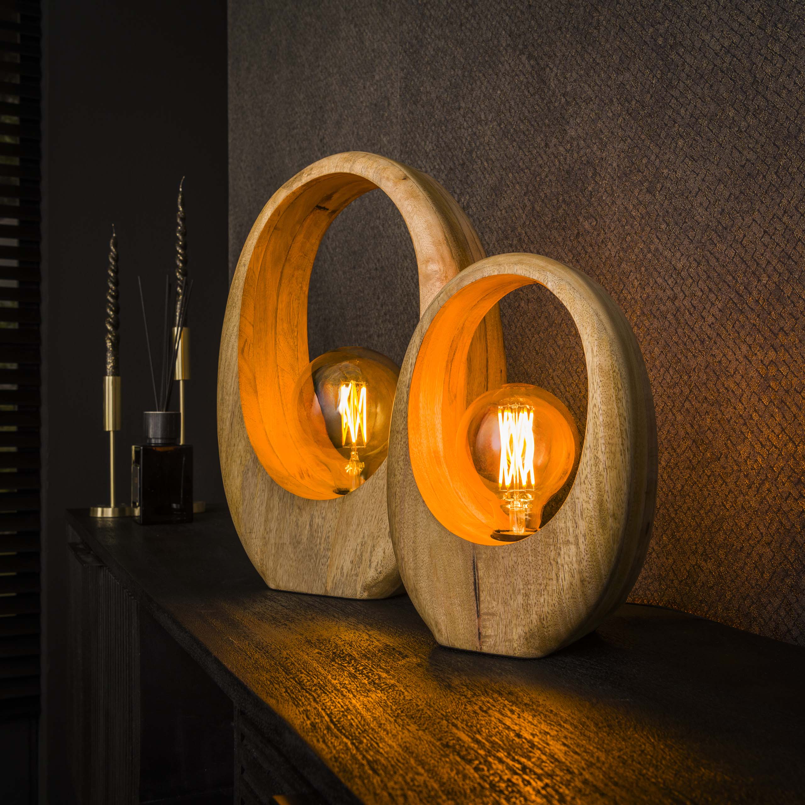 Lampada da tavolo 1L Arco legno L