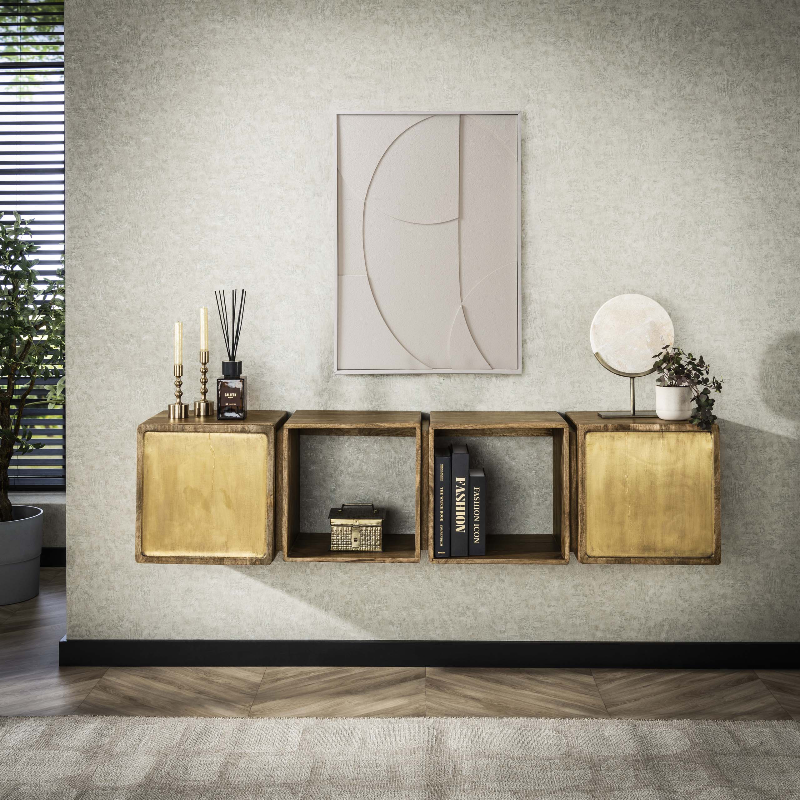 Sideboard Brass 2 doors - Solid mango sand color