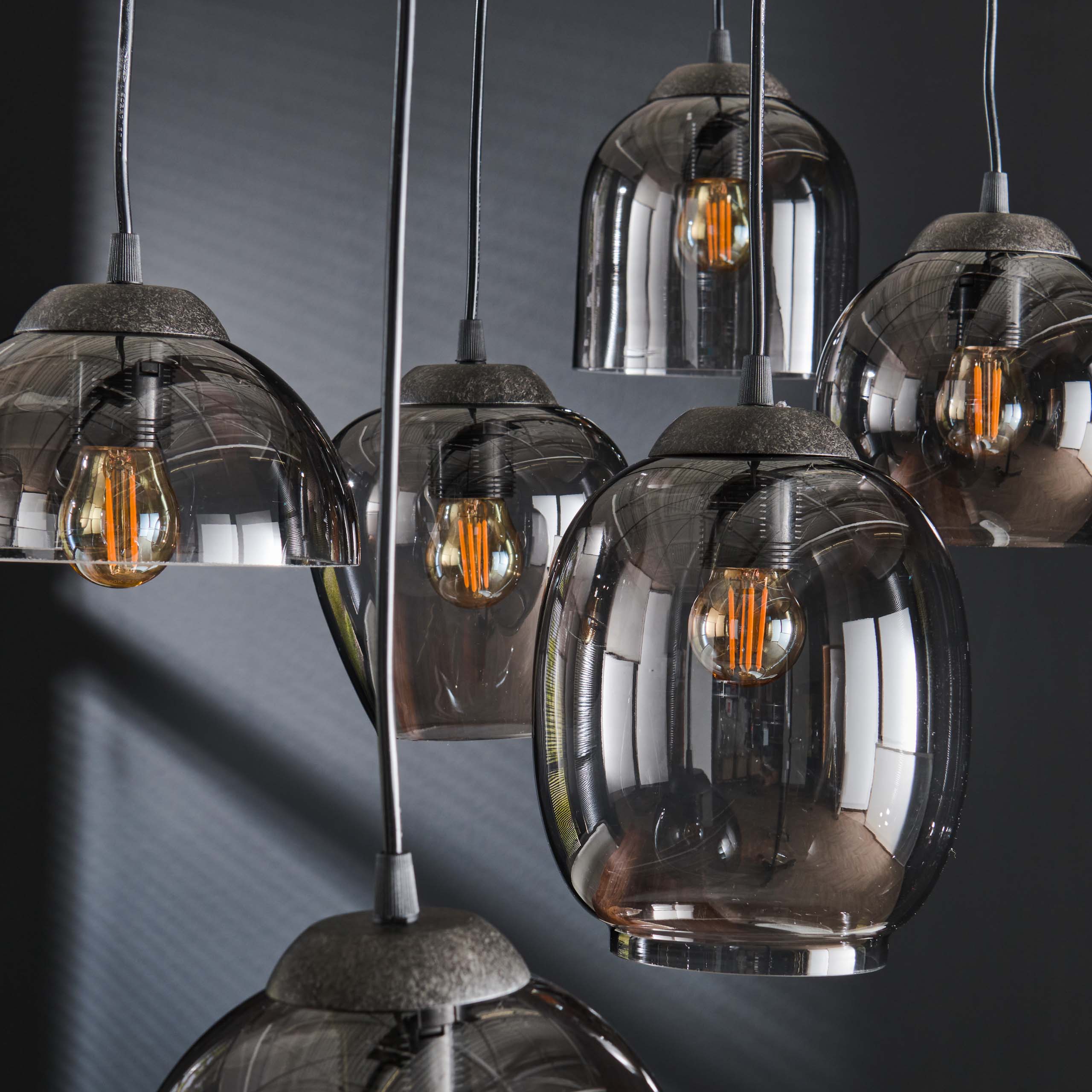Lampada a sospensione mix a gradini 5L / Vetro cromato
