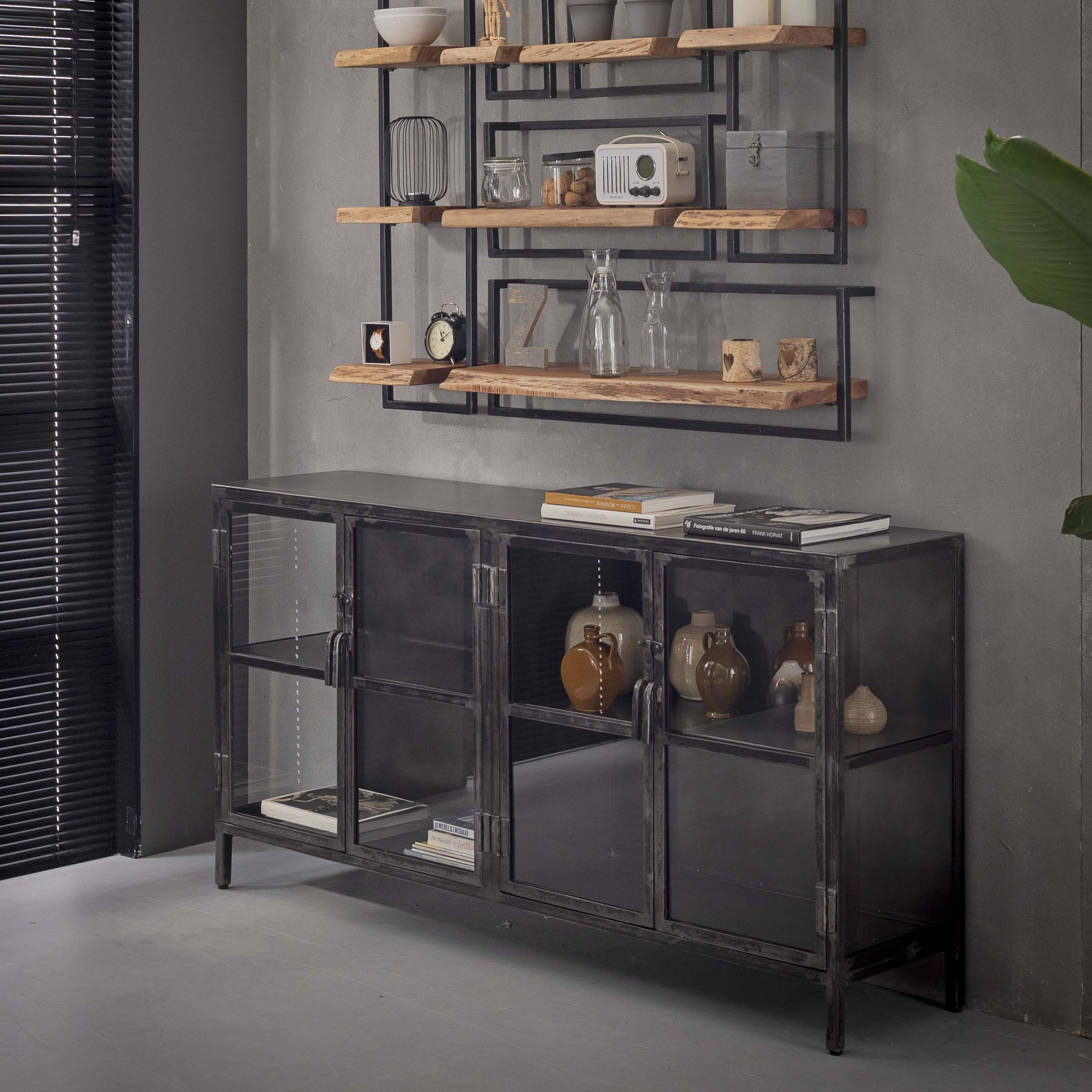 Sideboard Rift metal 4 doors / Gun metal