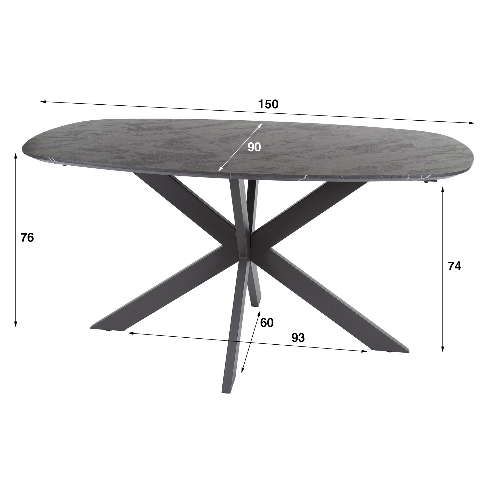 Tavolo da pranzo Onyx Cross Danese ovale 150 cm - Grafite