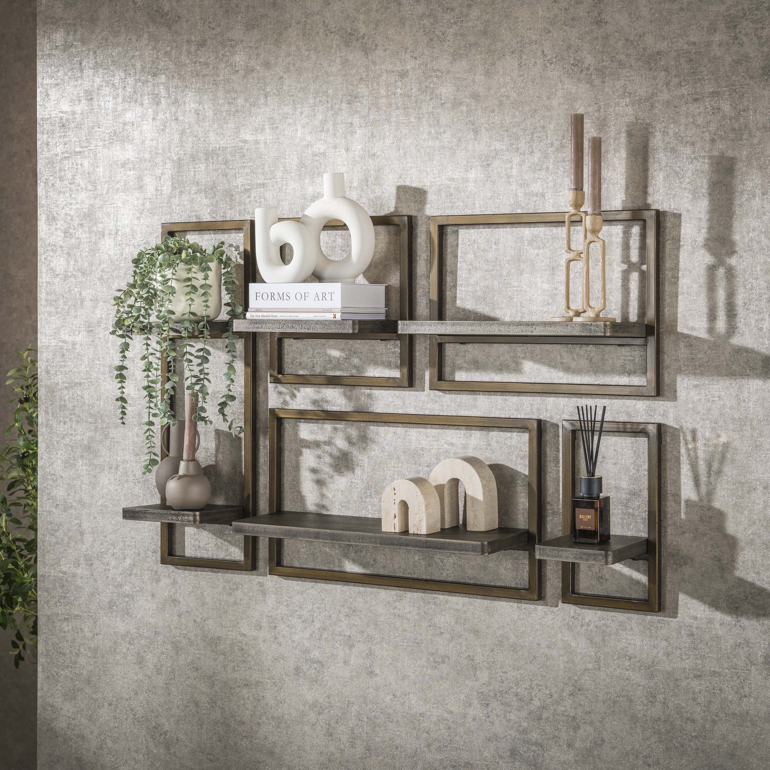 Wall shelf set/5 Ferro / Bronze antique