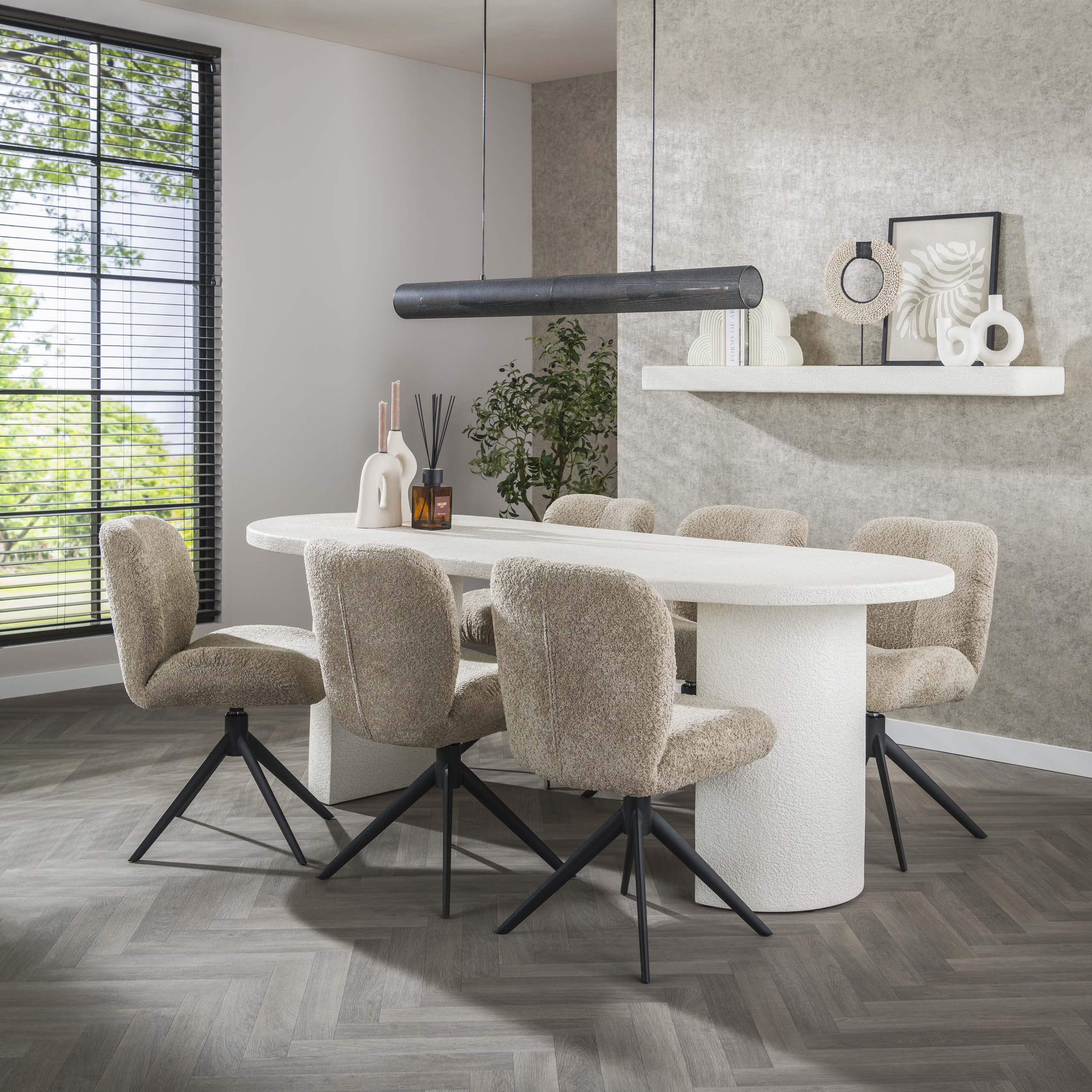 Tavolo da pranzo in pietra ad arco 215x90 cm / Marmo composito