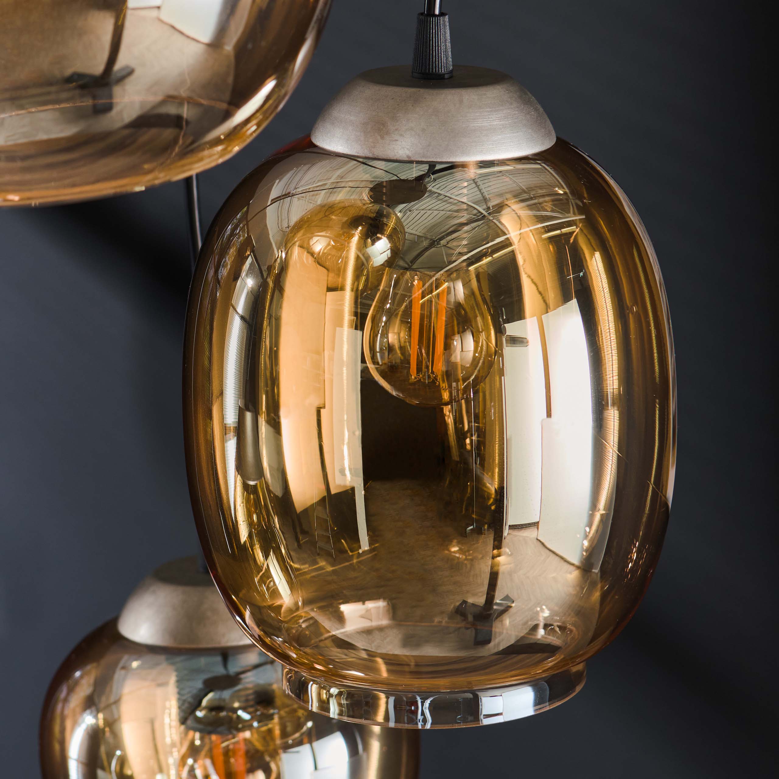 Lampada a sospensione mix a gradini 5L / Vetro color ambra