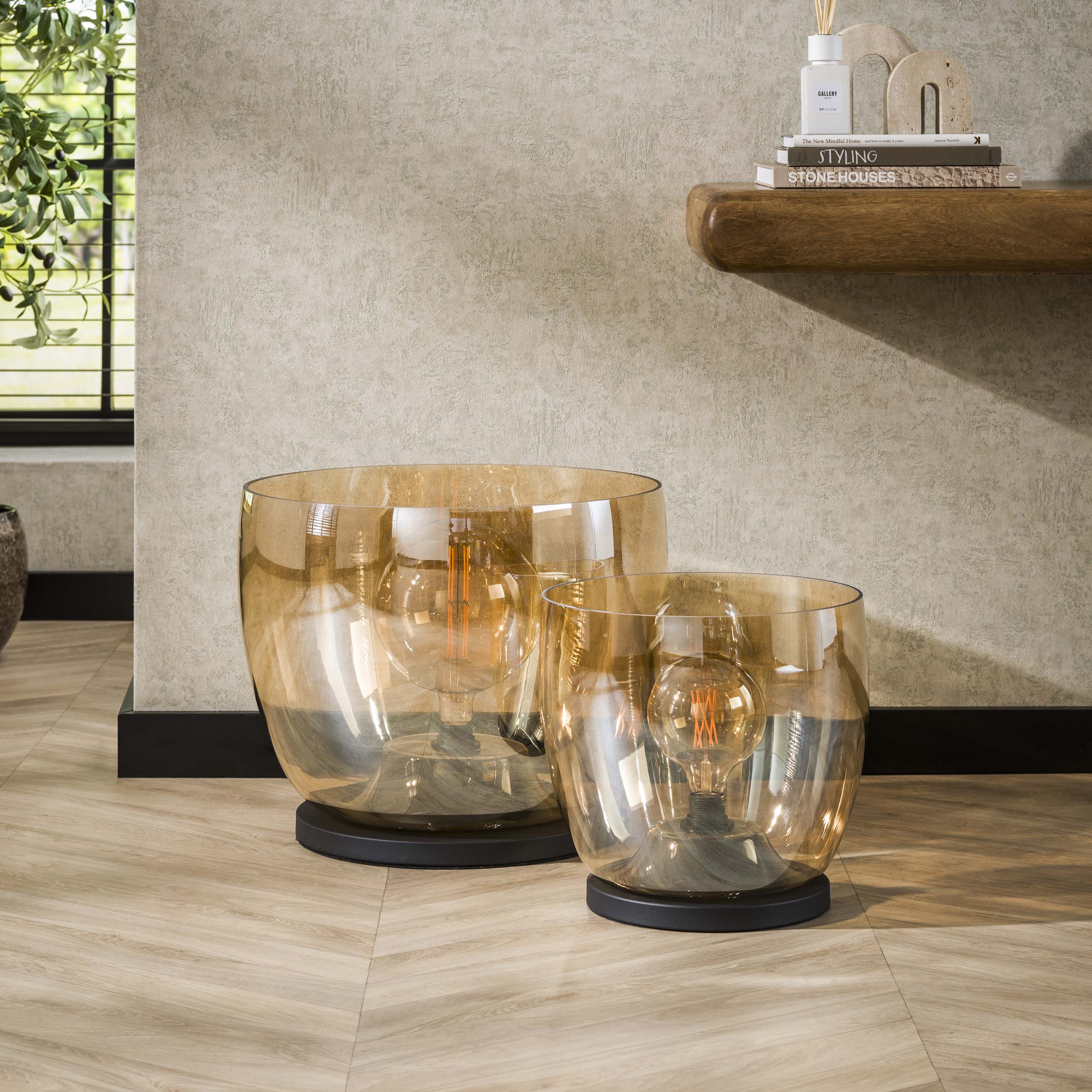 Floor lamp UP XL 1-light - Amber glass