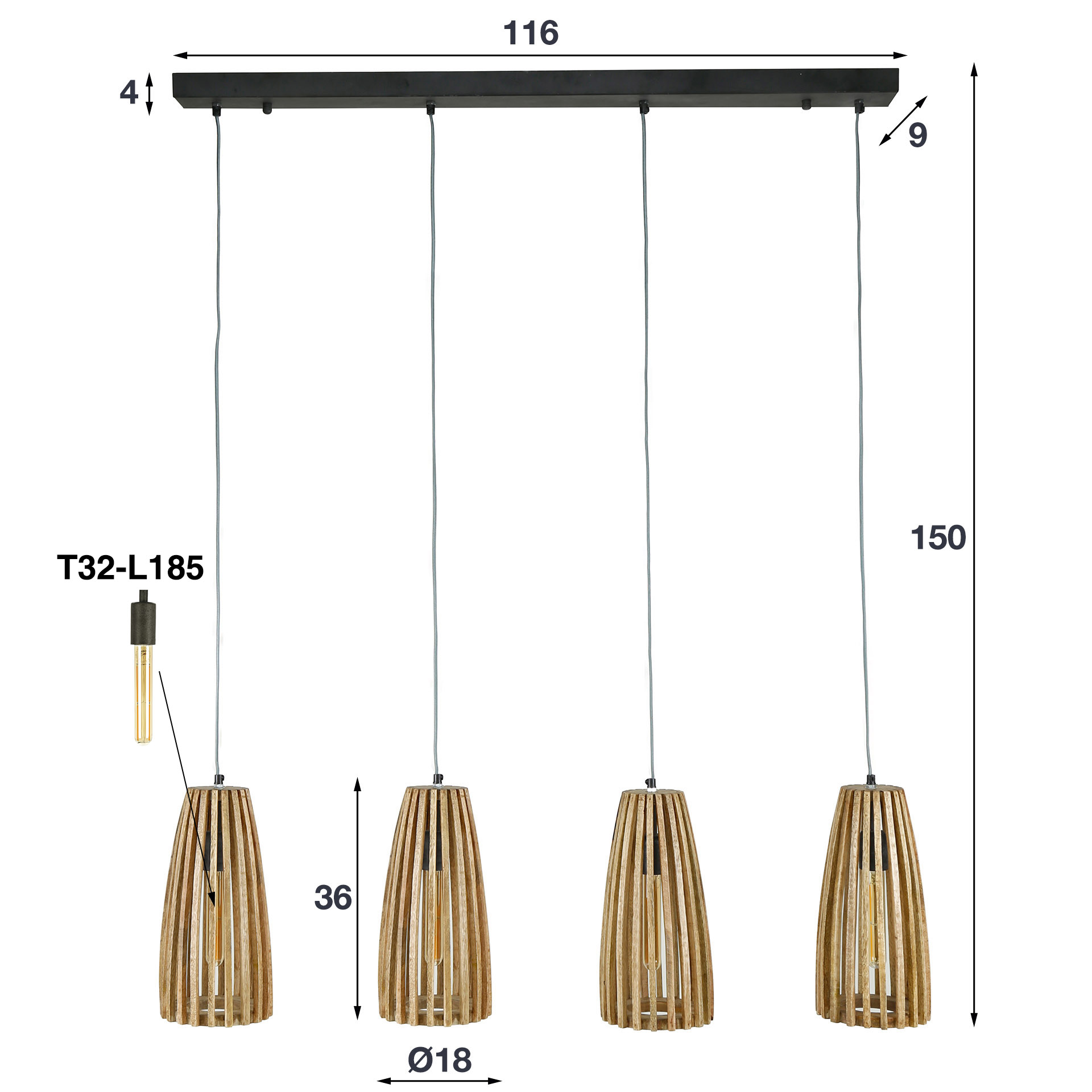 Hanging lamp 4L launch / Solid mango natural