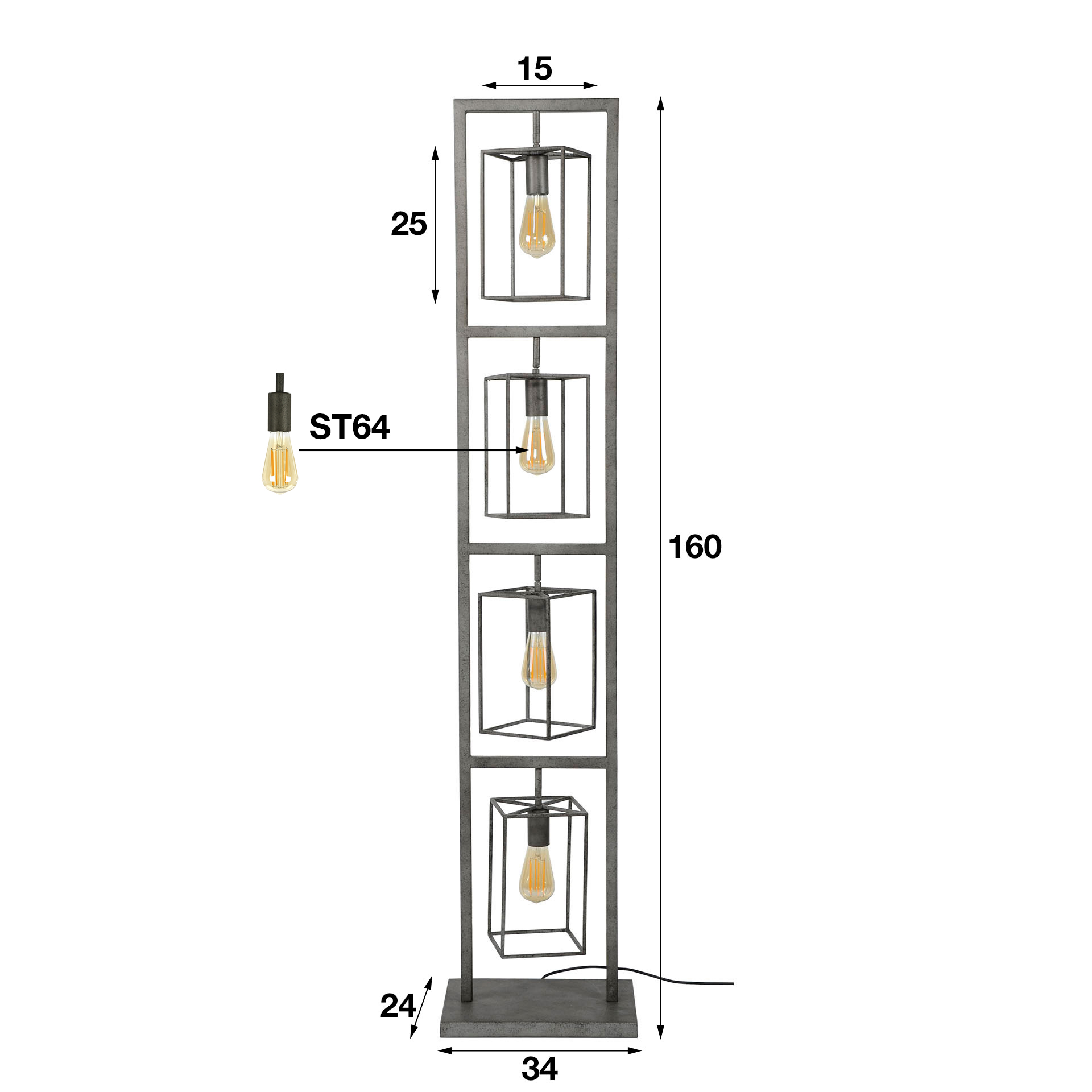 Floor lamp 4L Angular