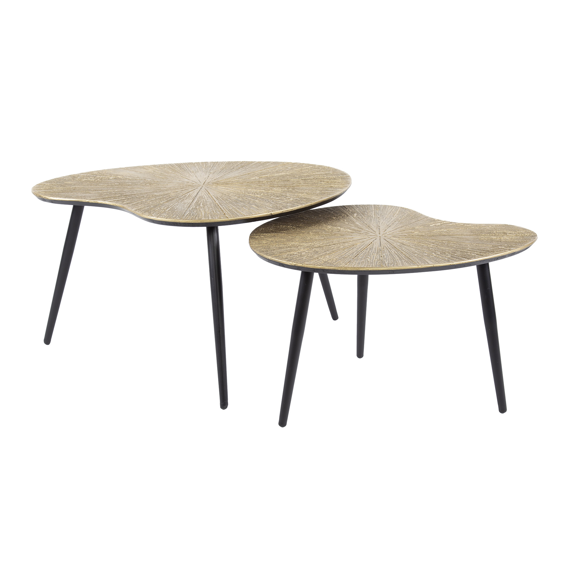 Tavolino Ray a forma di rene - set di 2 - oro antico