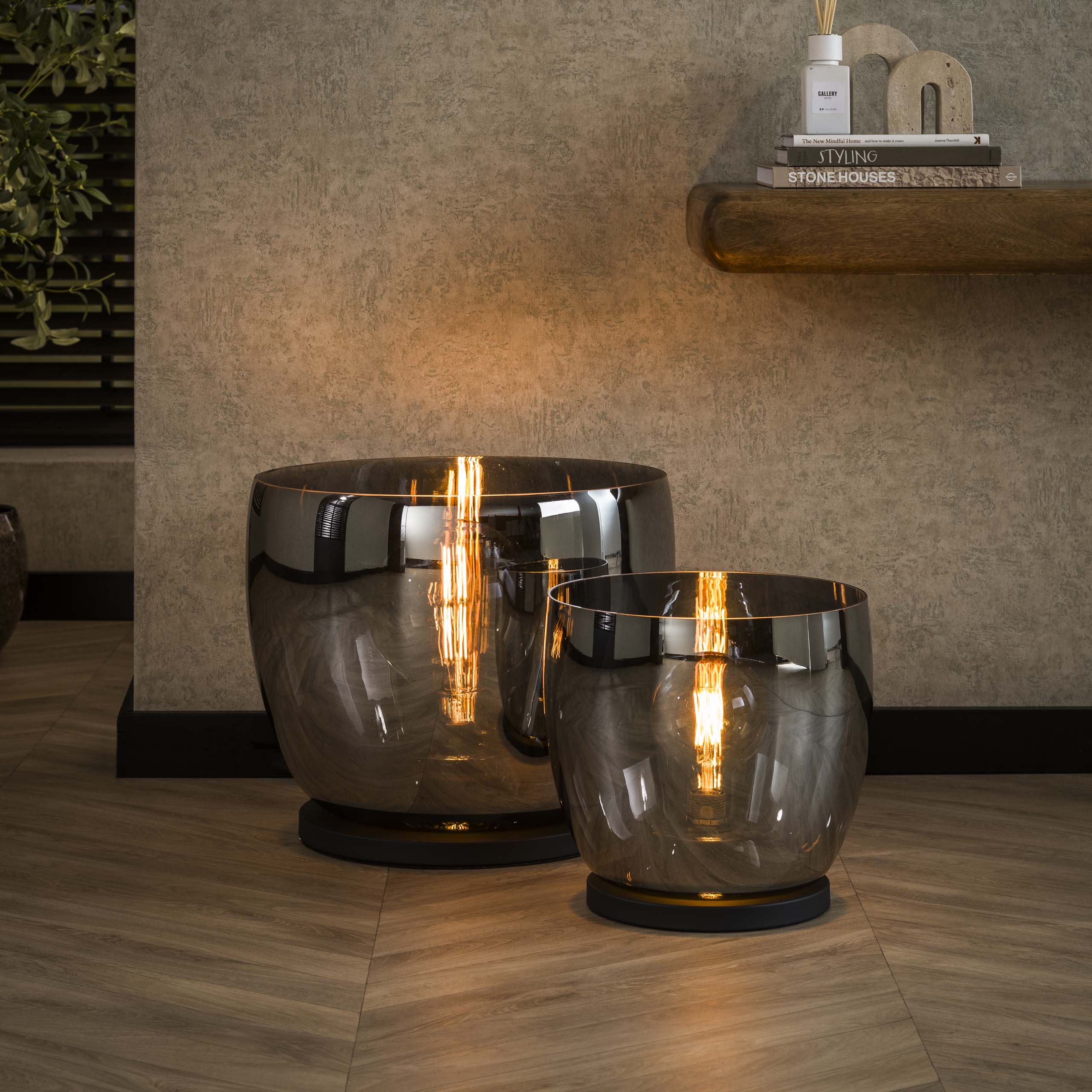 Floor lamp UP XL 1-light - Smoke gray glass