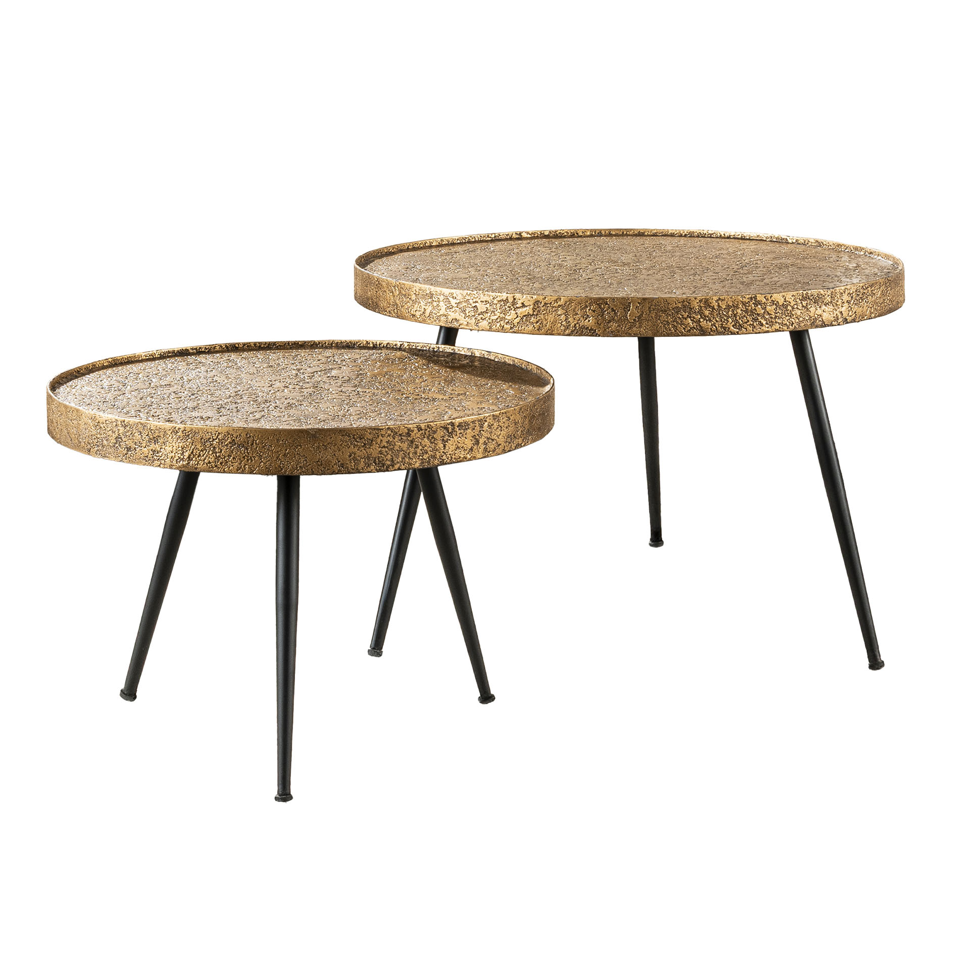Coffee table Acier gold Ø55 set/2