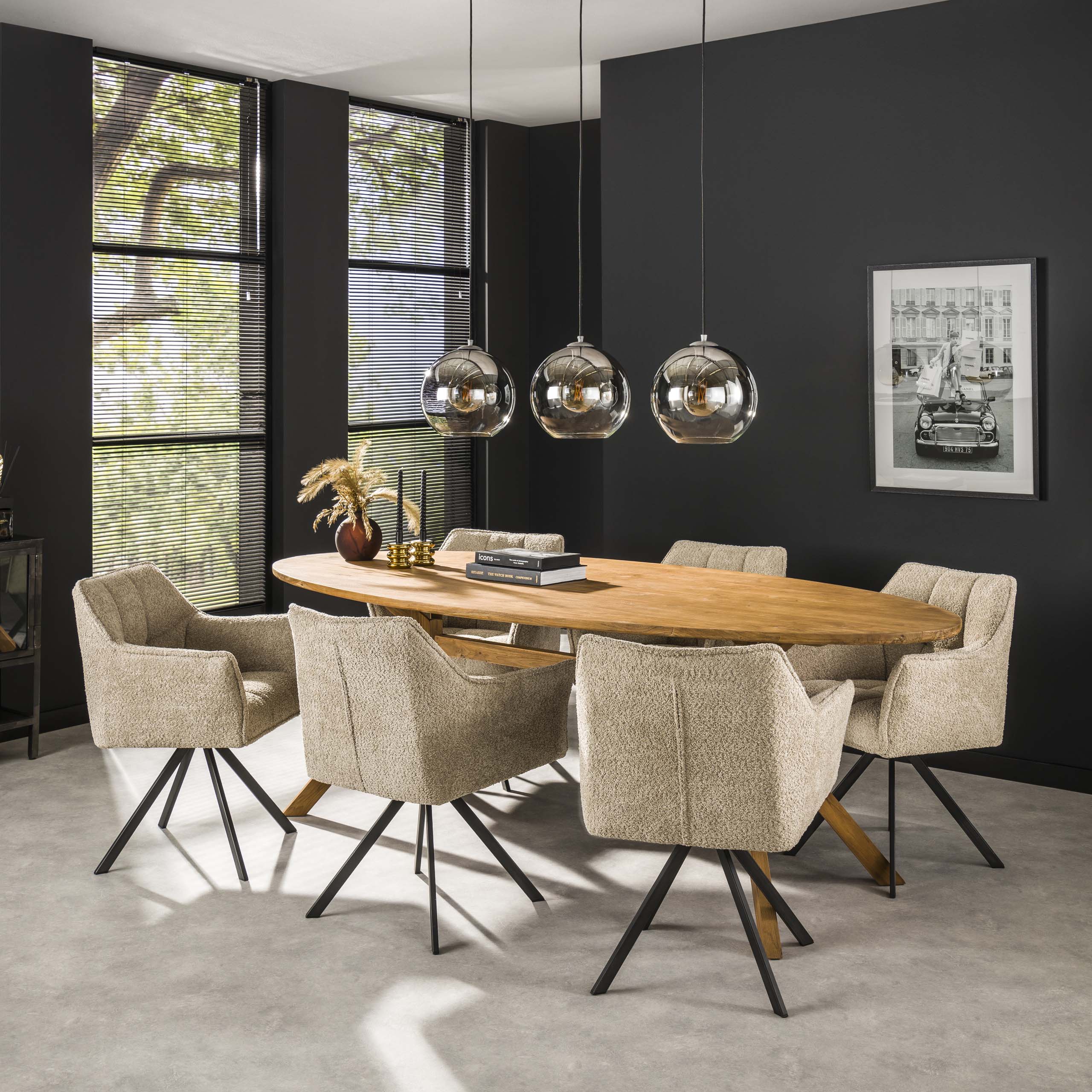 Armchair grid rotatable. VPE2 / Boucle sand color