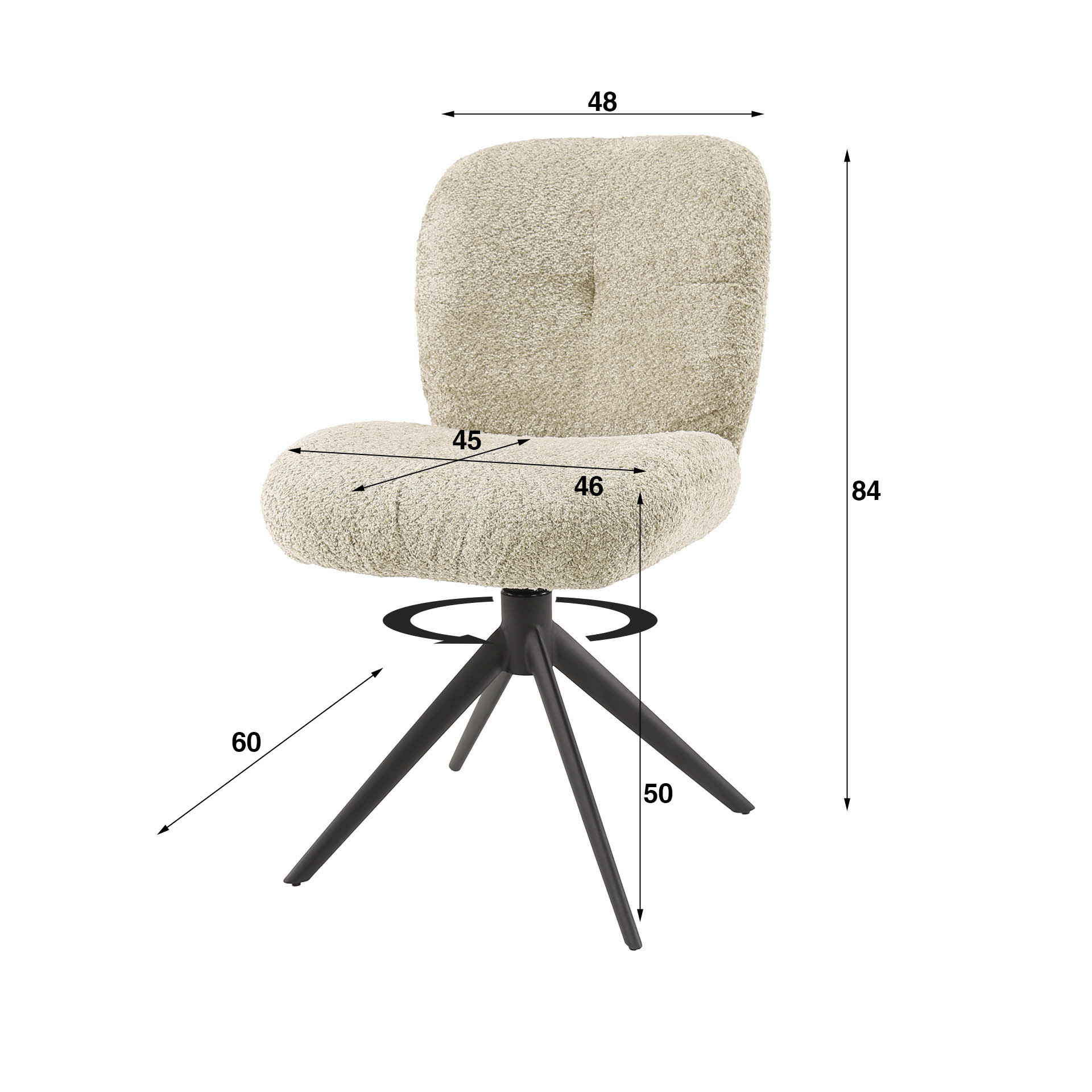 Sedia comfort girevole. VPE2 / Colore sabbia Boucle