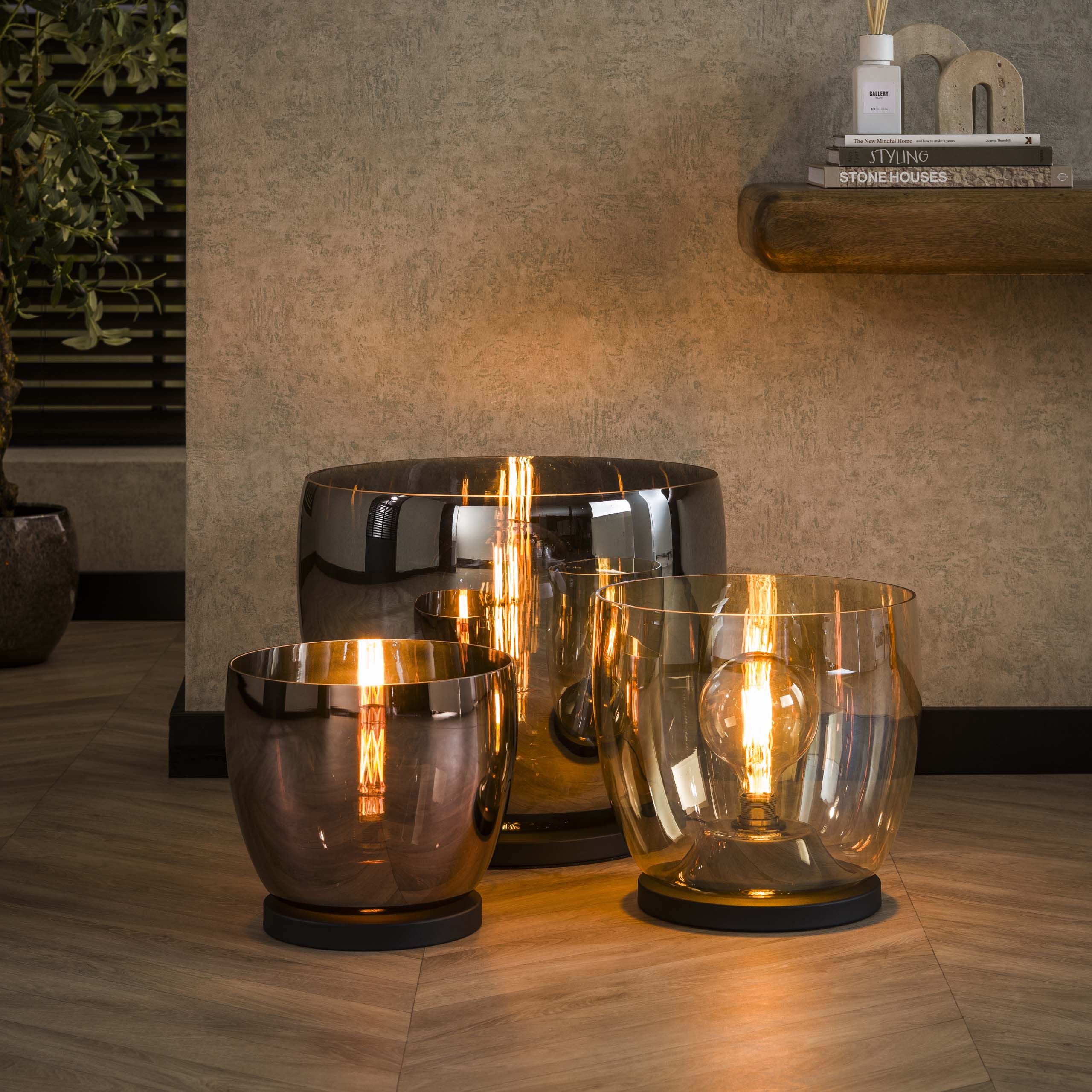 Floor lamp UP XL 1-light copper glass