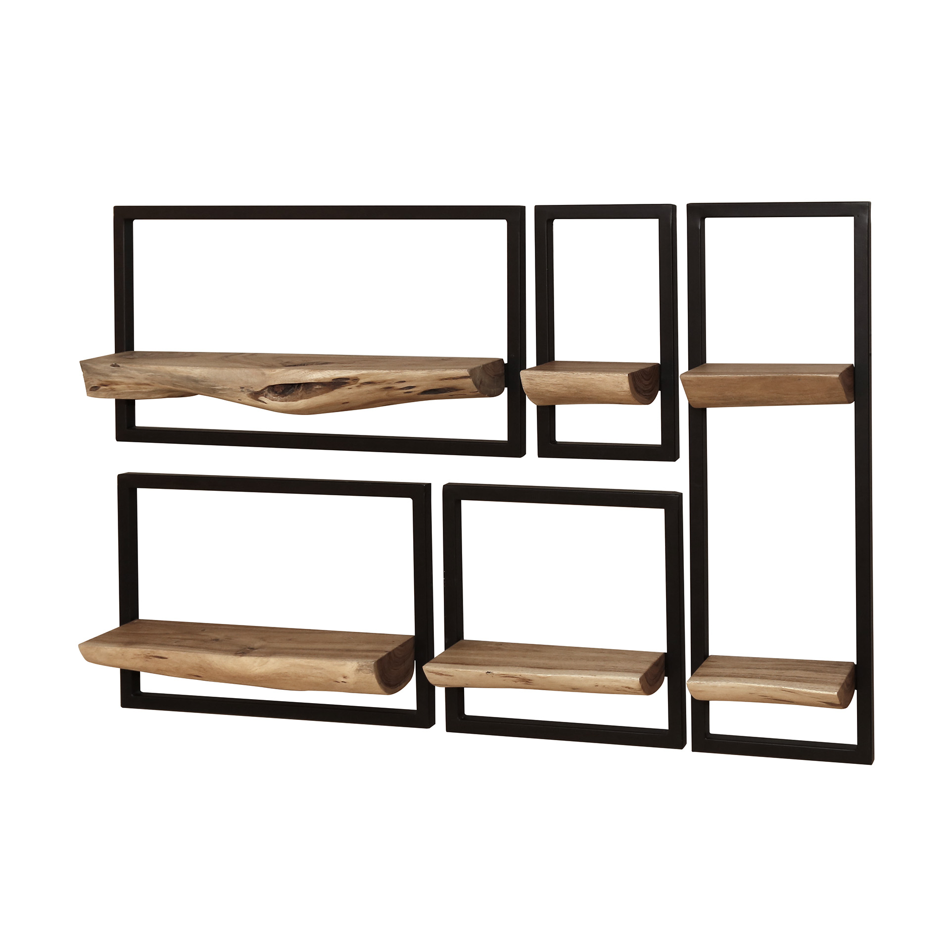Wall shelf set/5 edges / Solid acacia natural