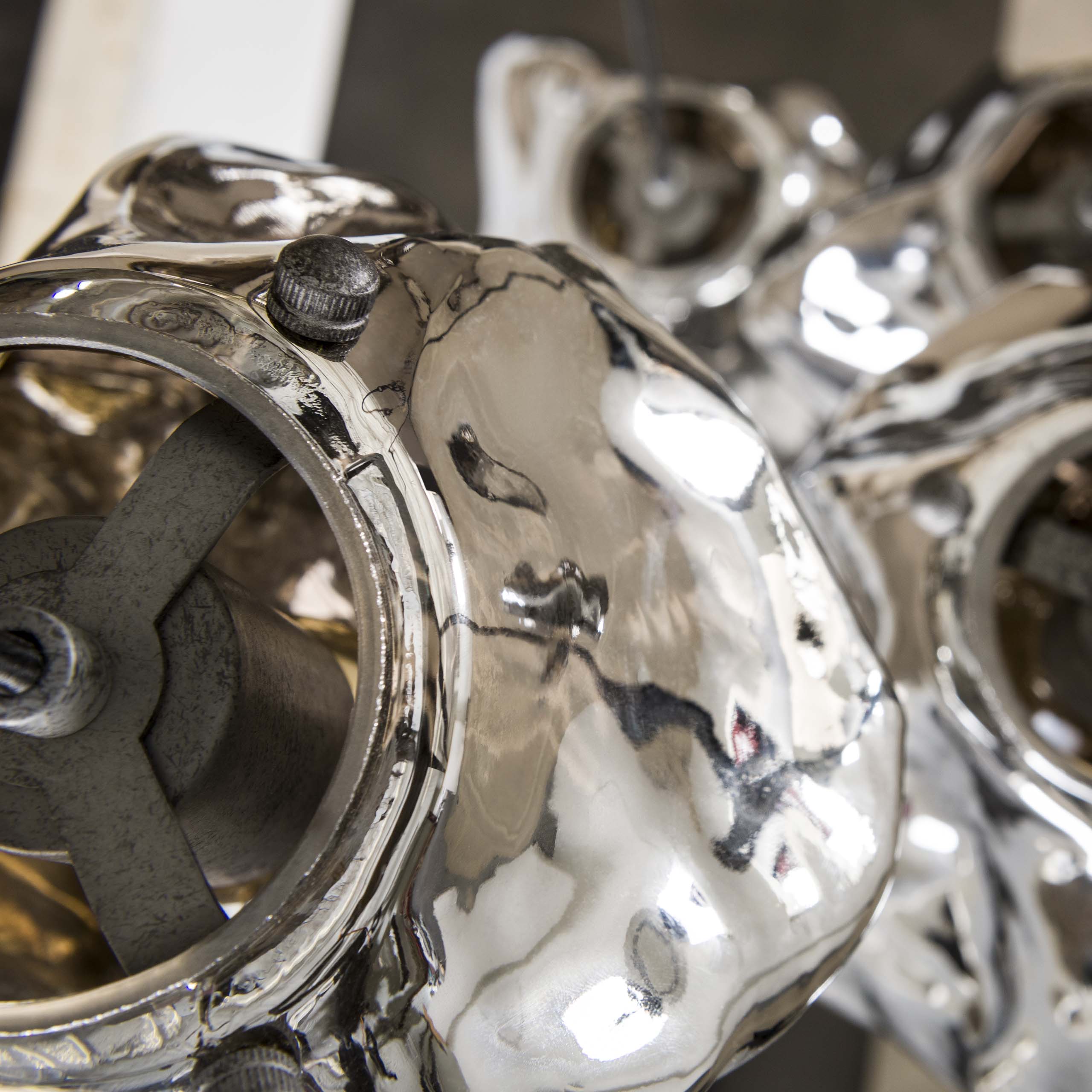 Lampada a sospensione 5L roccia a gradini / Vetro cromato