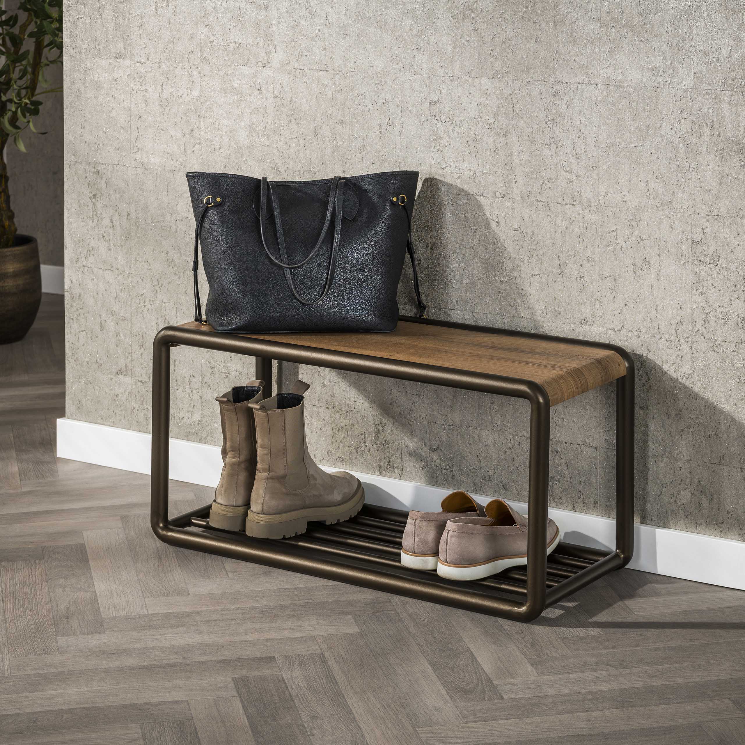 Shoe bench Luno Drift brown - storage bench