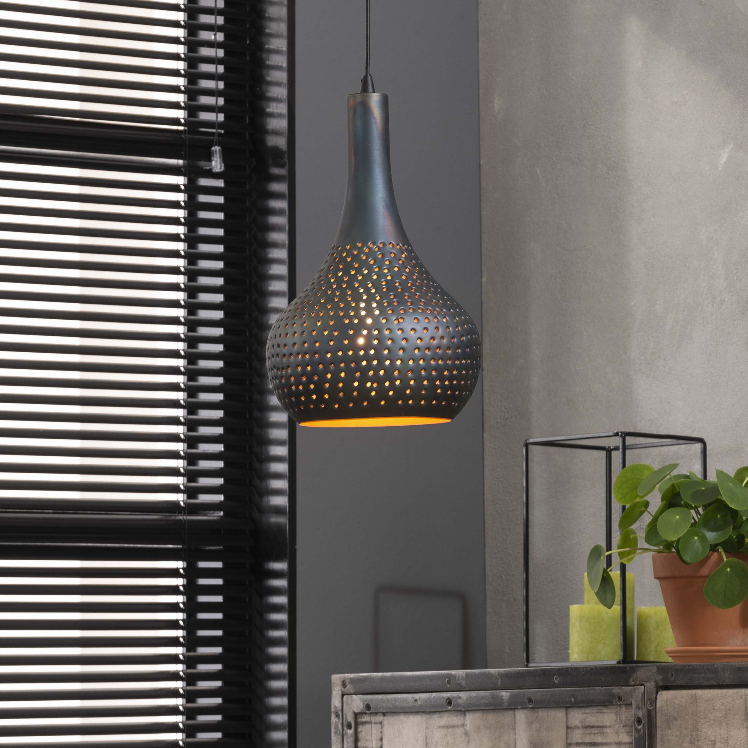 Lampada a sospensione 1x cono di cemento industriale/marrone nero