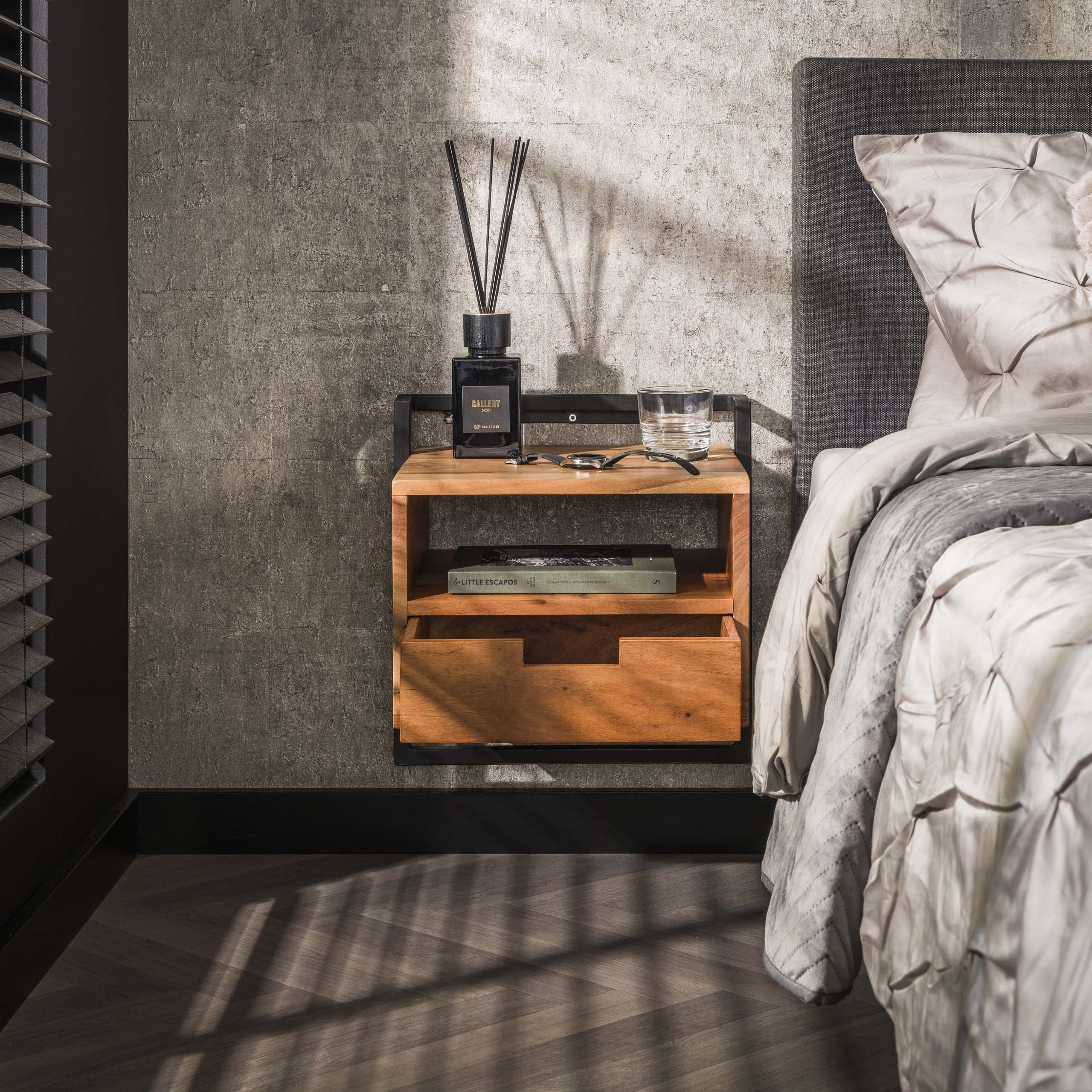 Comodino Air Solid - 1 cassetto - Acacia massiccia