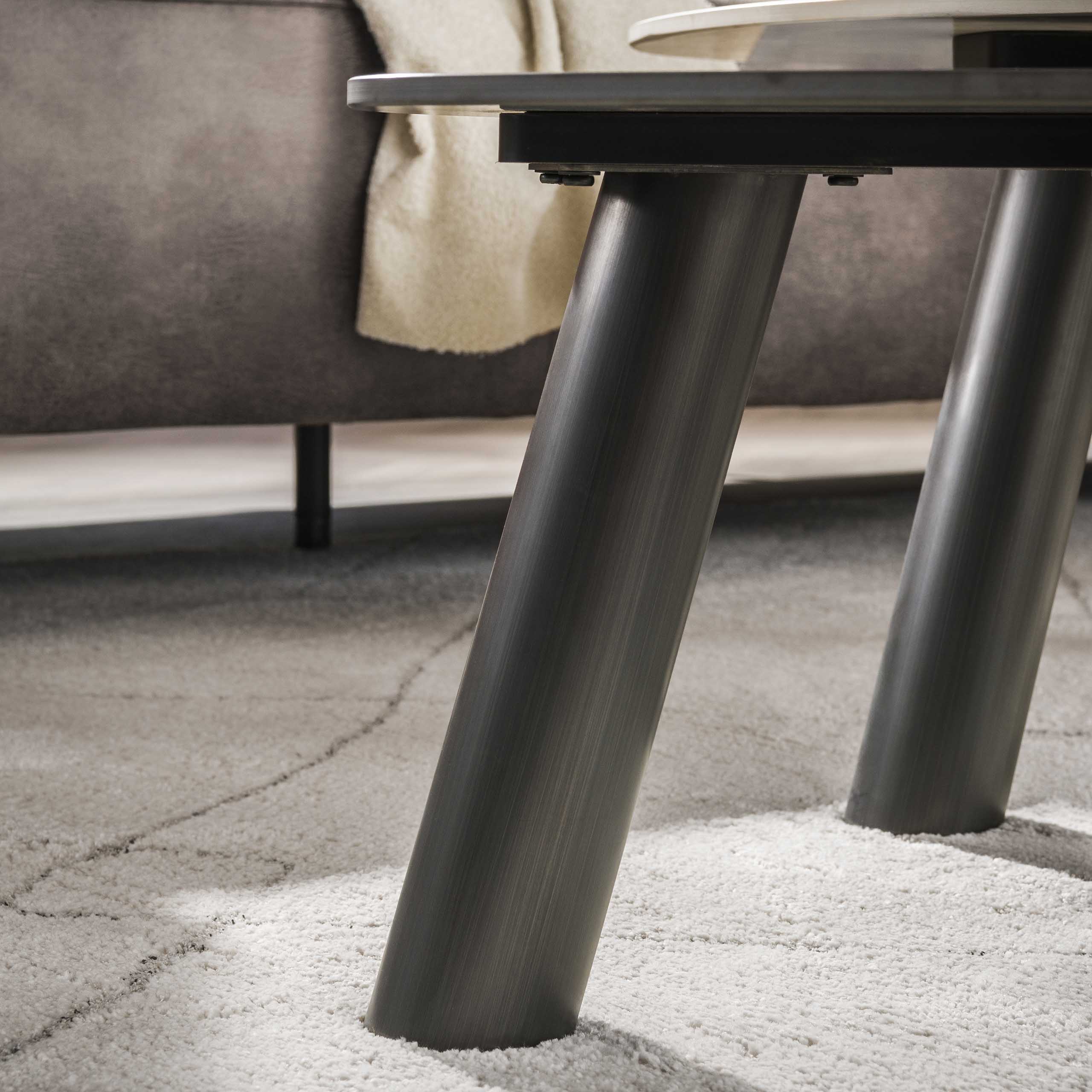 Tavolino Twin Log 3D in ceramica travertino - Set di 2
