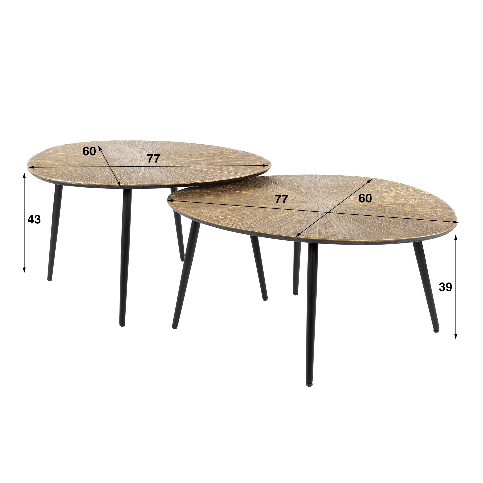 Tavolino Ray Organic - Set di 2 - Oro antico