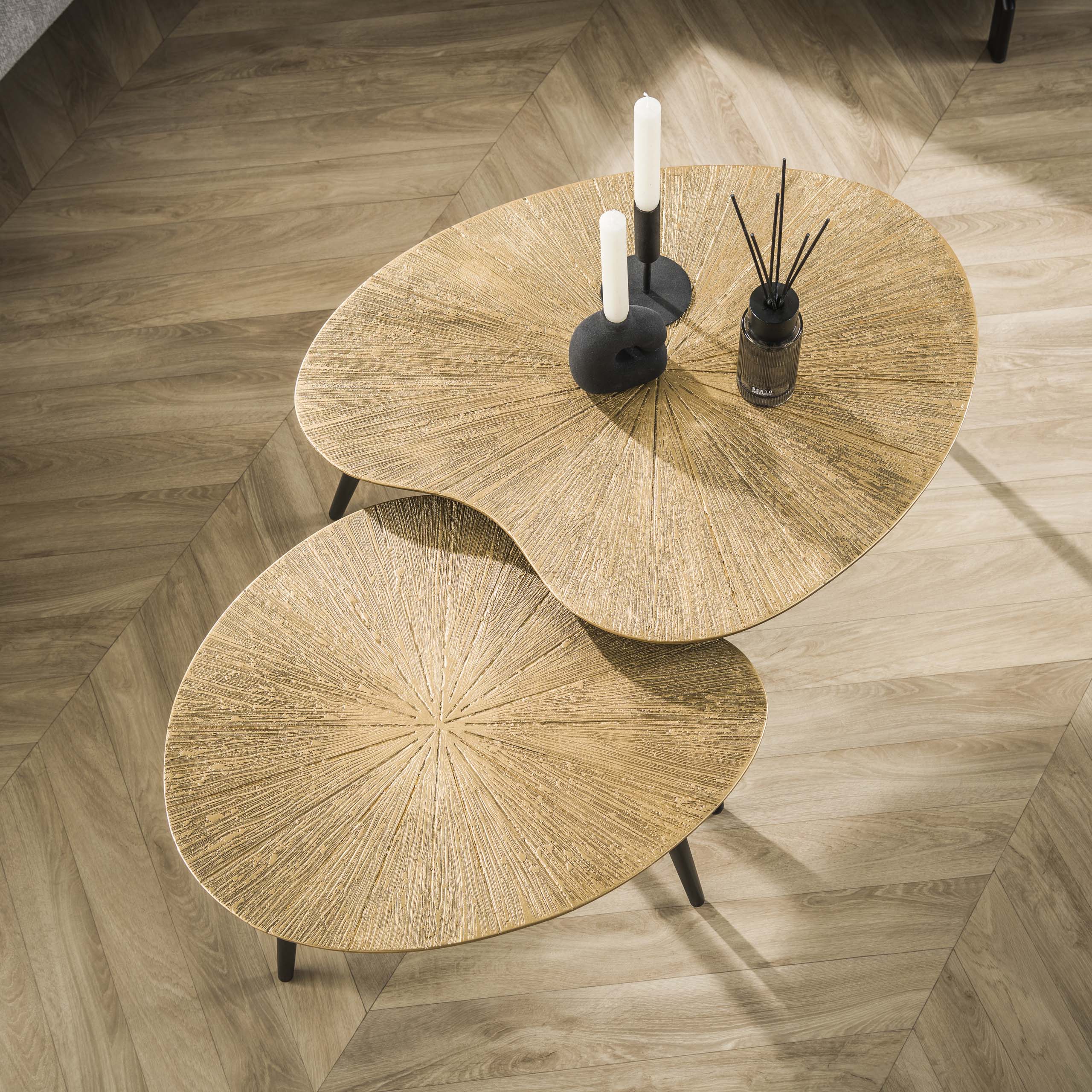 Tavolino Ray a forma di rene - set di 2 - oro antico