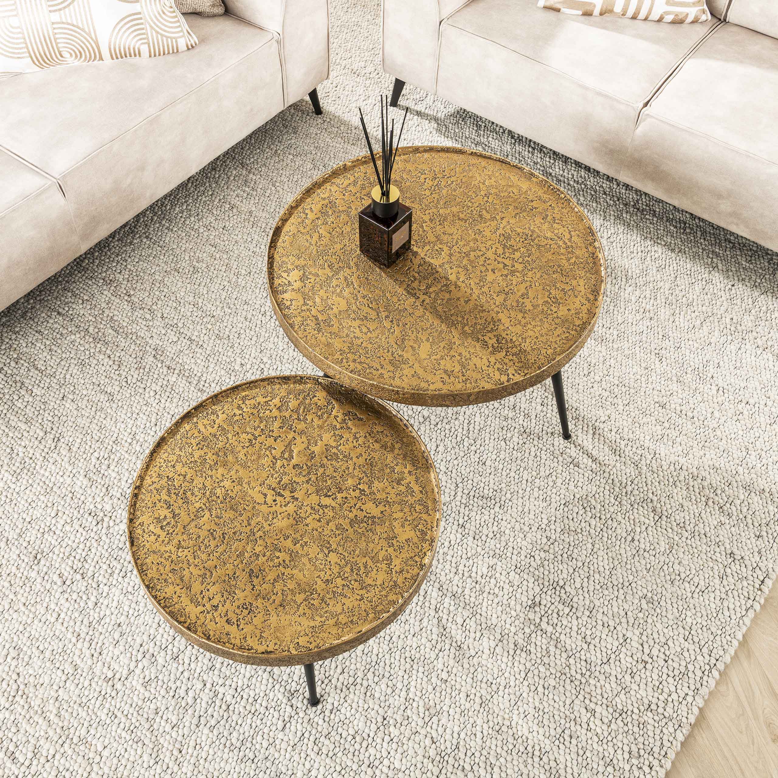 Tavolino Acier oro Ø55 set/2