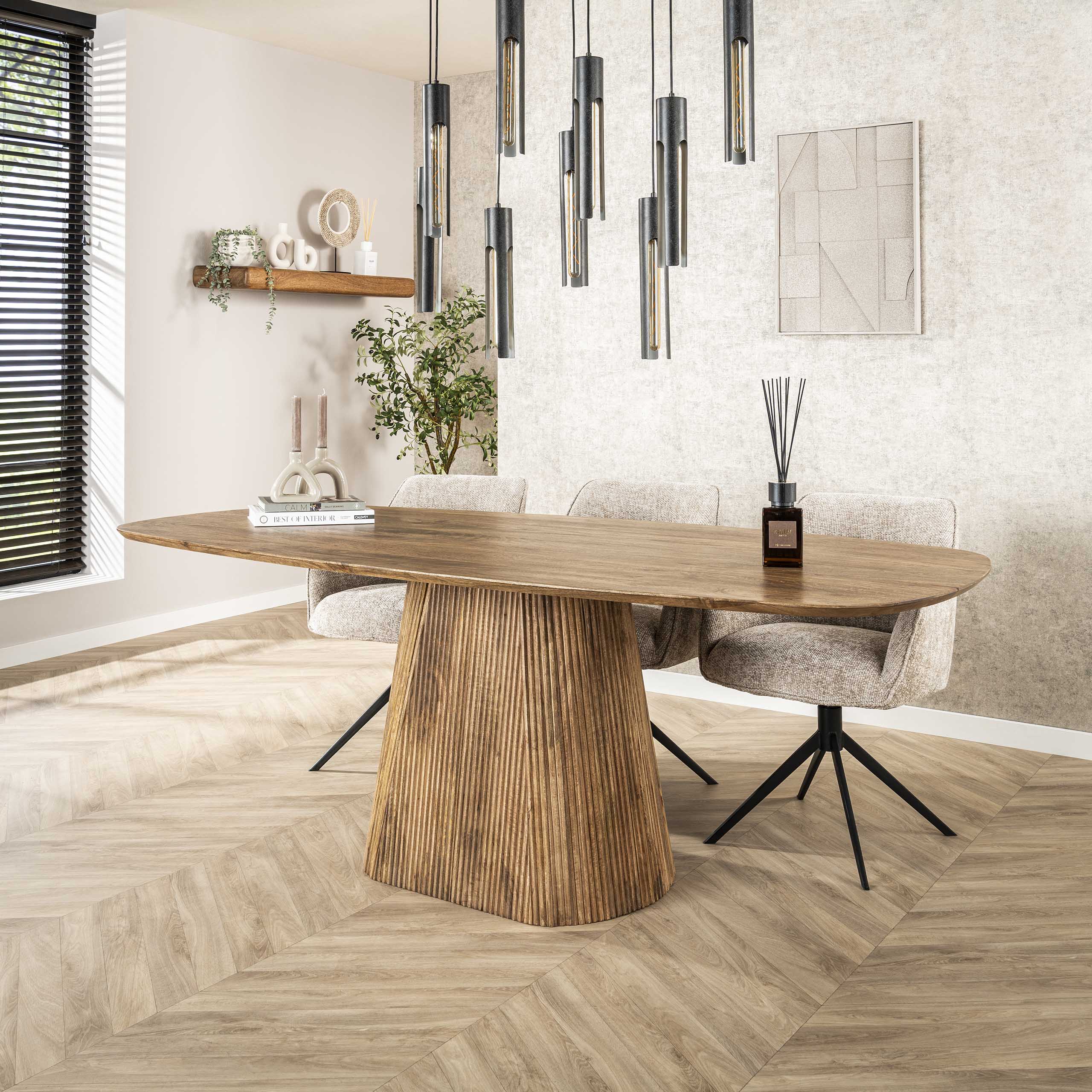 Tavolo da pranzo Wave Centro ovale 215 cm - Massello color mango sabbia