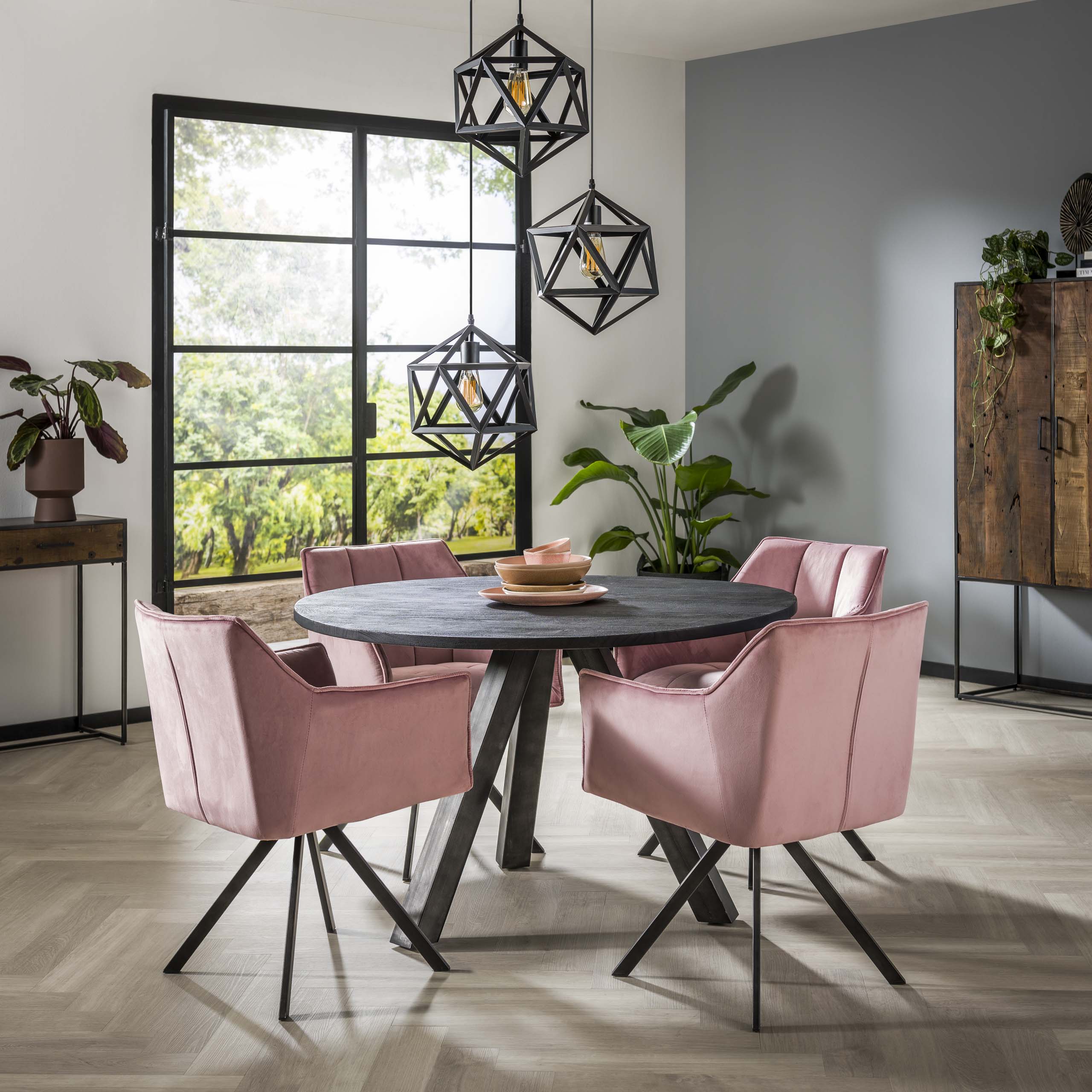 Armchair grid rotatable. VPE2 / Pink velvet