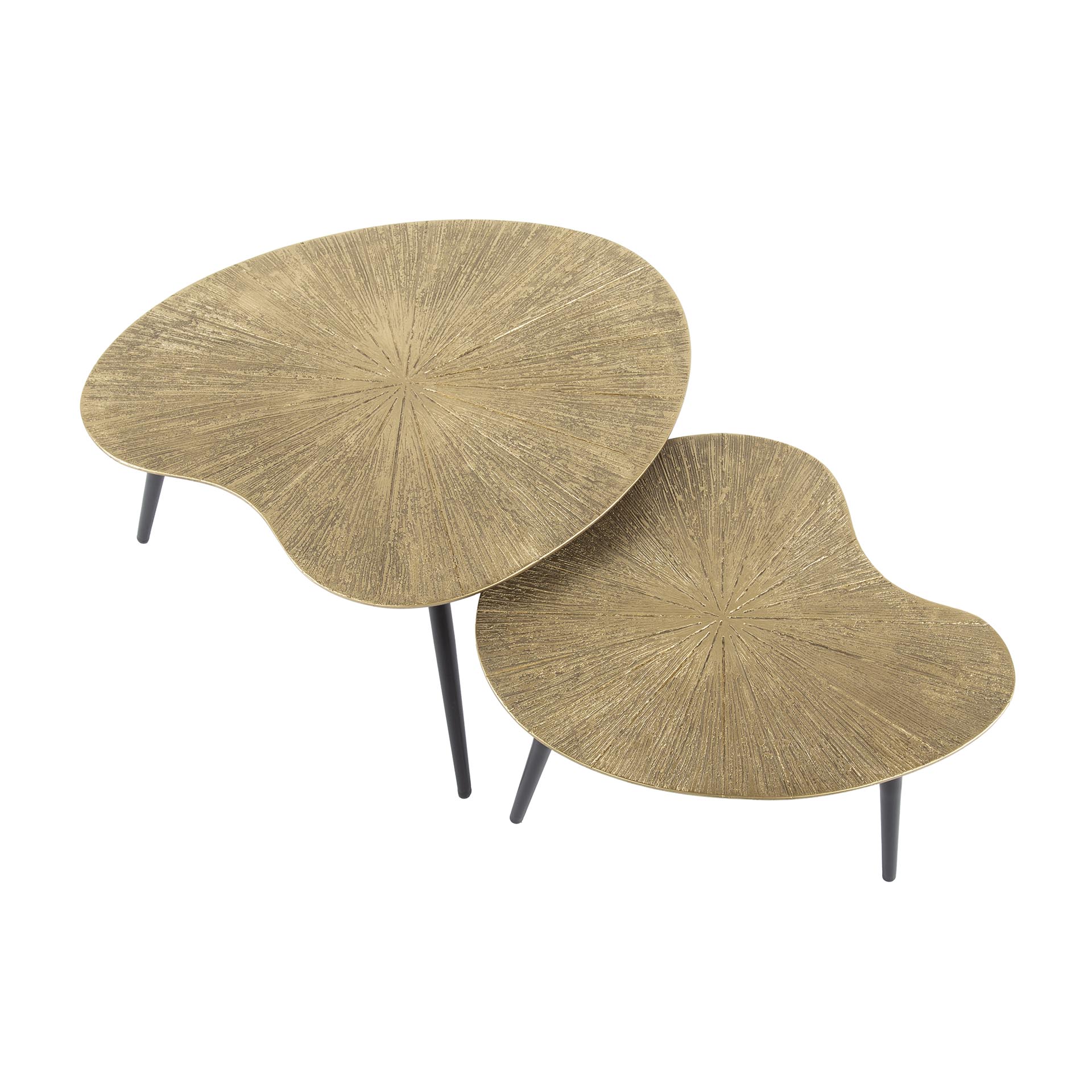 Tavolino Ray a forma di rene - set di 2 - oro antico
