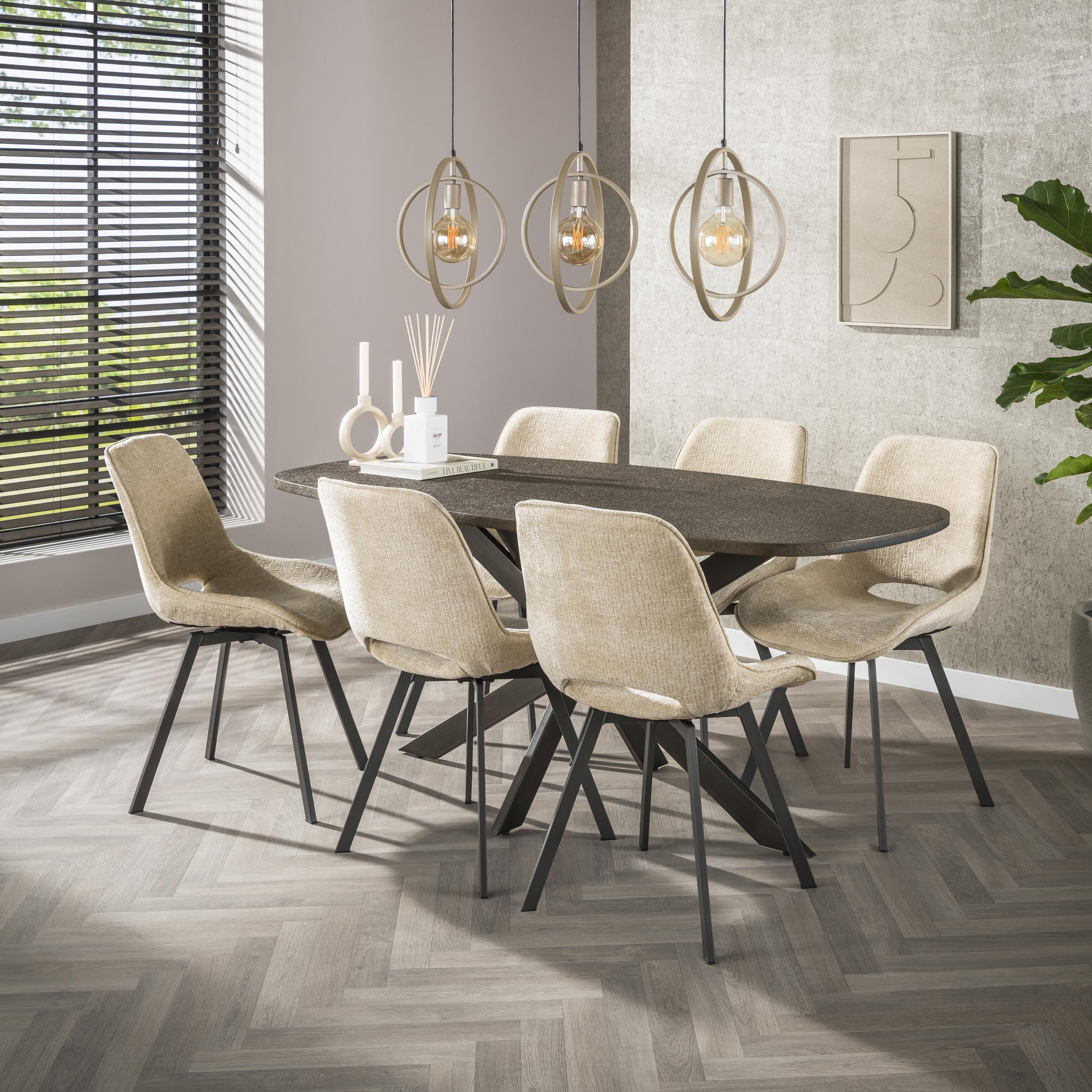 Sedia Jaroq girevole - confezione da 4 - Color sabbia