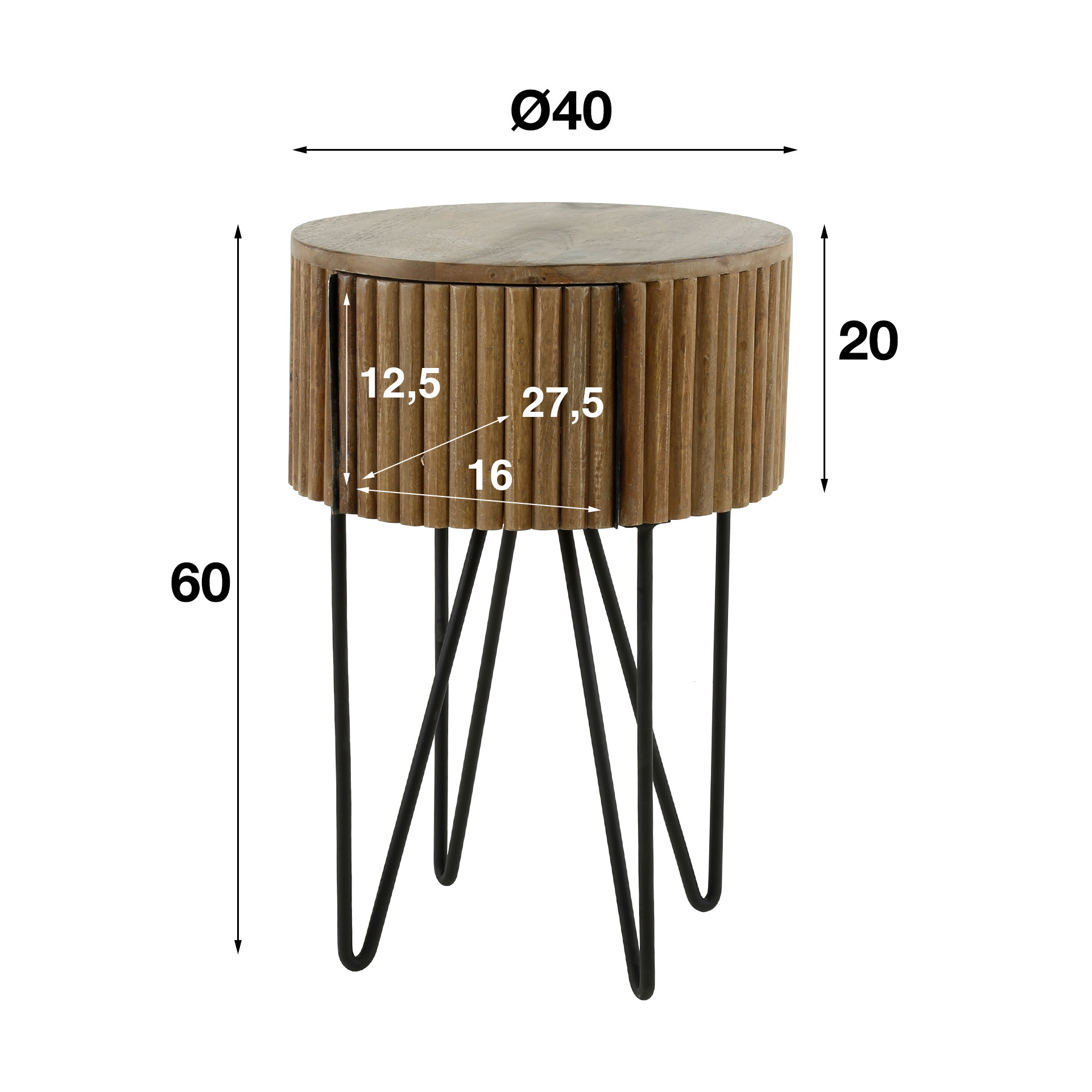 Bedside table 1L tweak round / Solid mango sand color