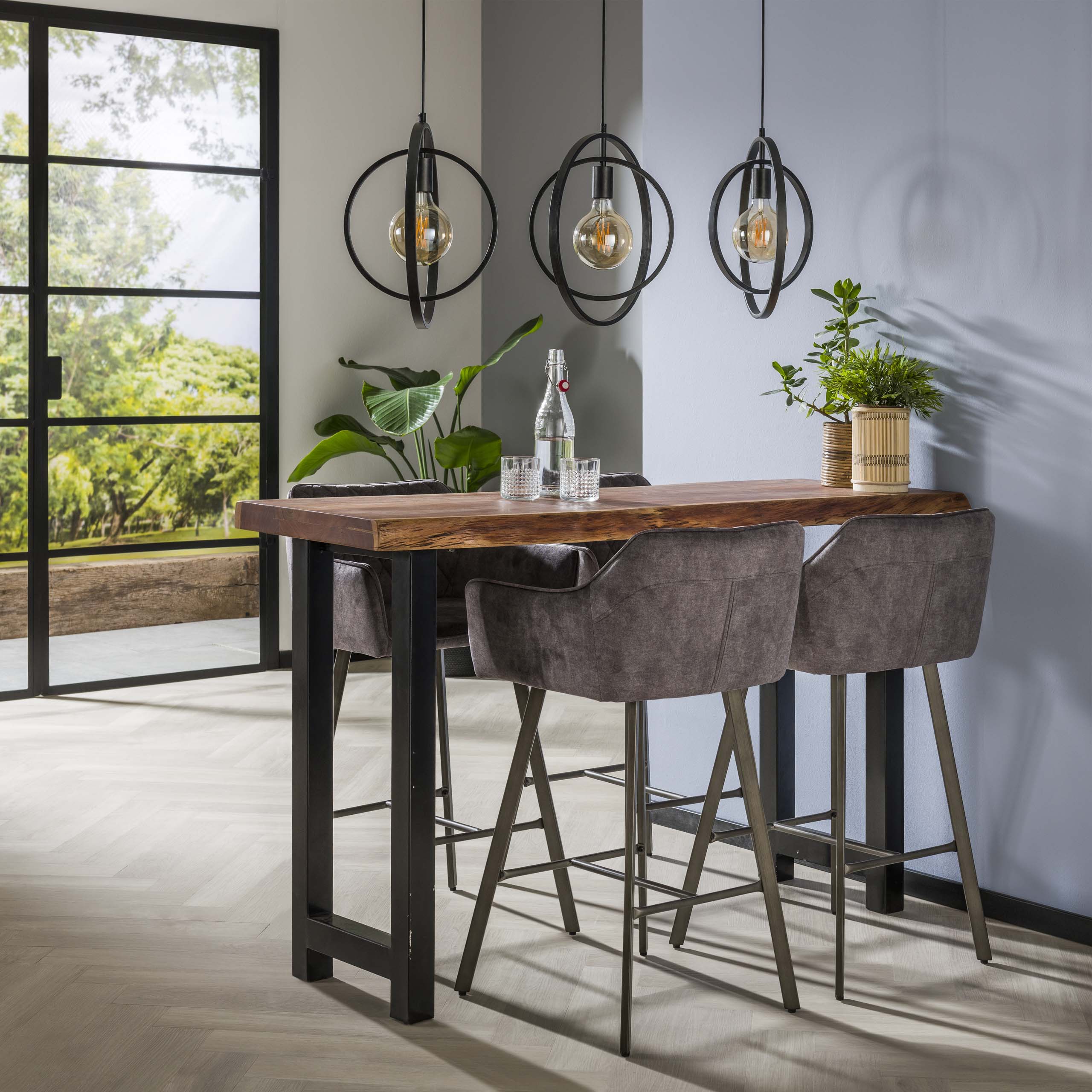 Bar table tree trunk 150, top thickness 60 mm / Solid acacia natural