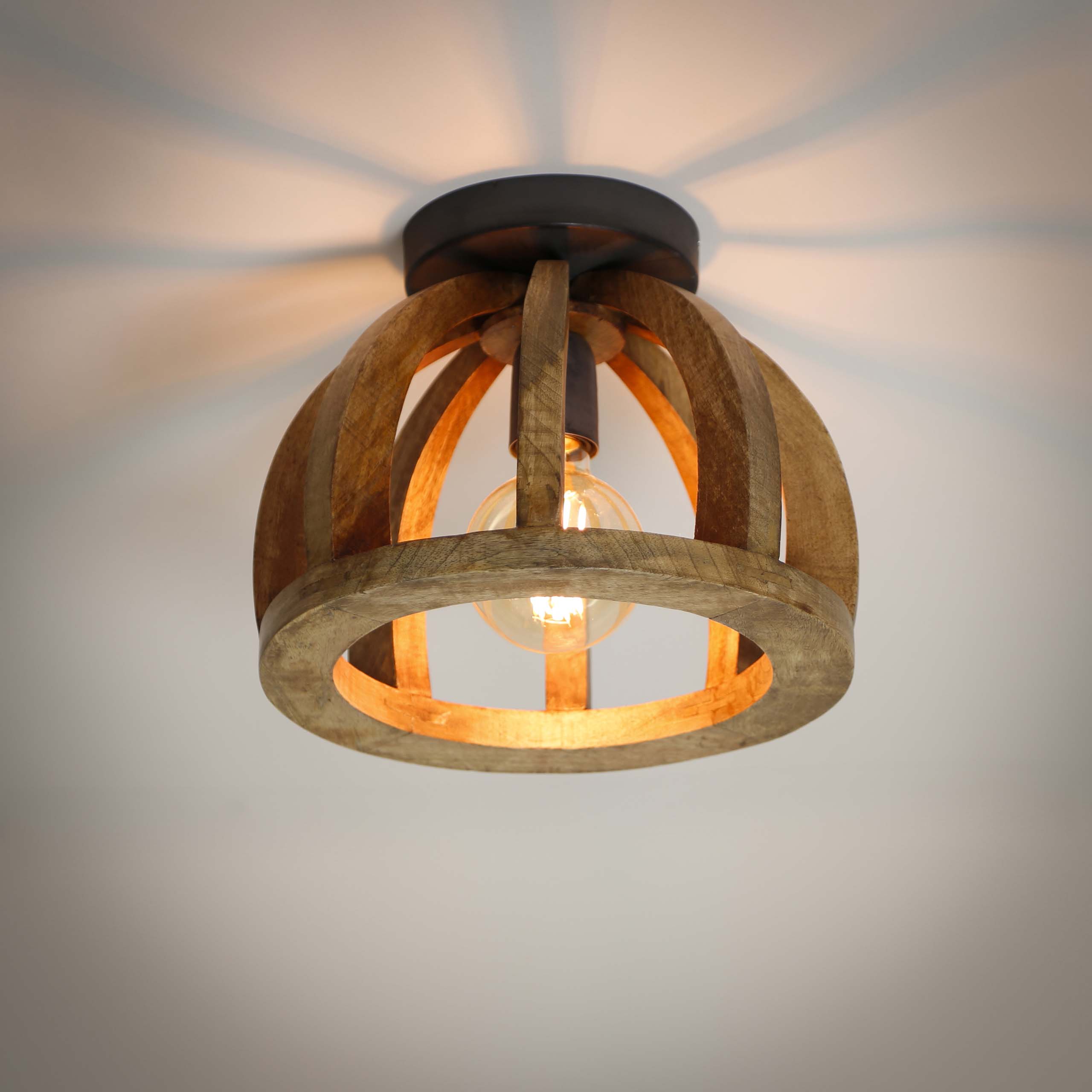 Ceiling lamp Orba 1-light - Solid mango