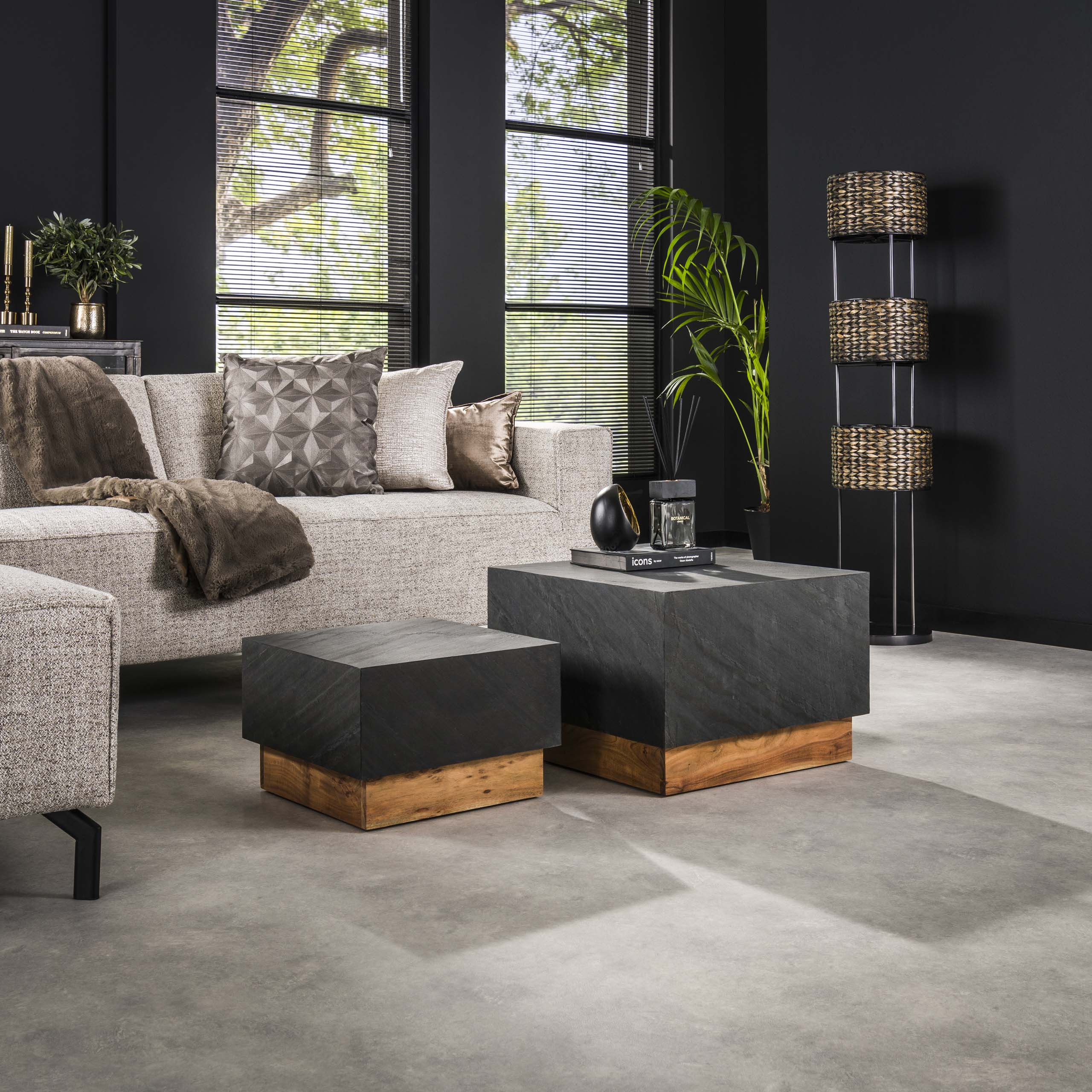 Tavolino Blox Slate set di 2 - Ardesia