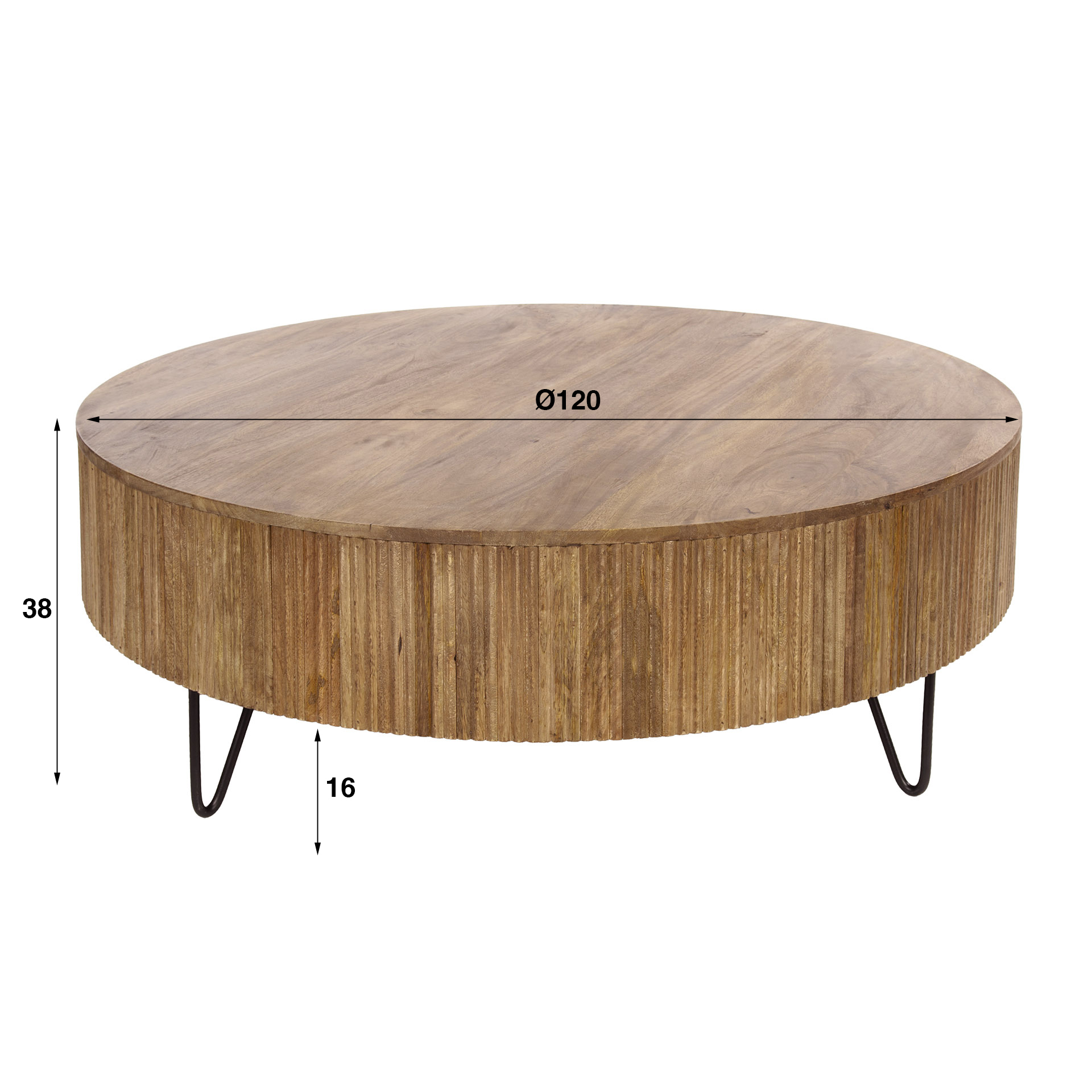 Tavolino Wave Ø120 cm - Sabbia mango massello